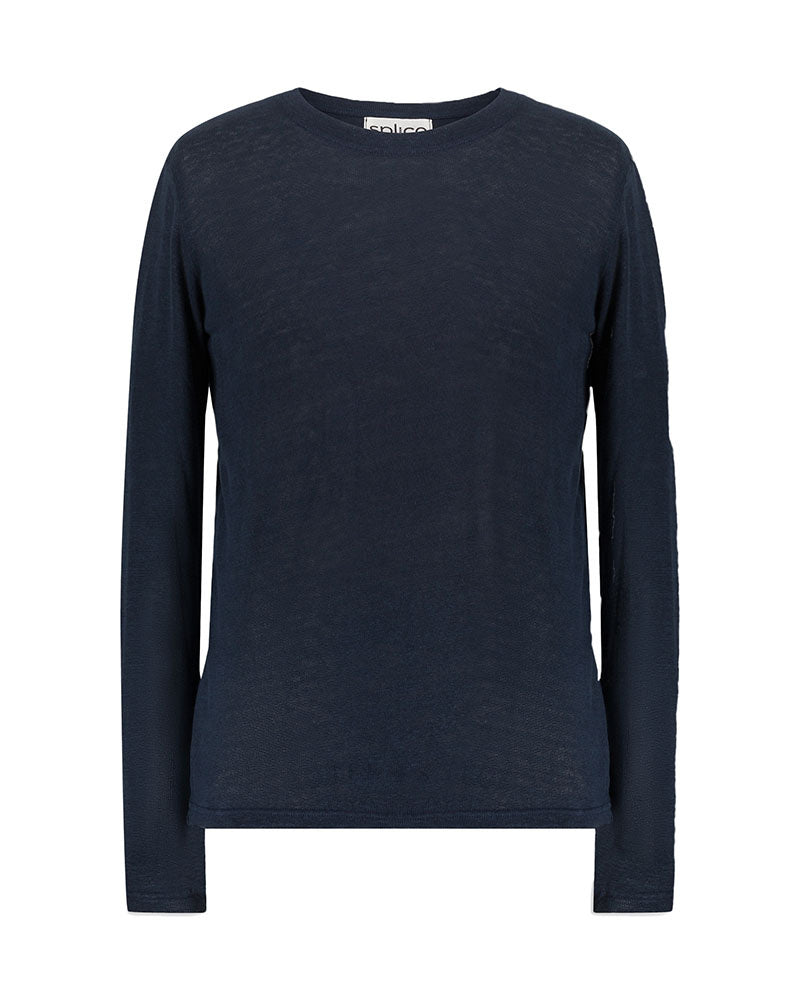 Pull en lin homme Linterpellant Bleu ardoise