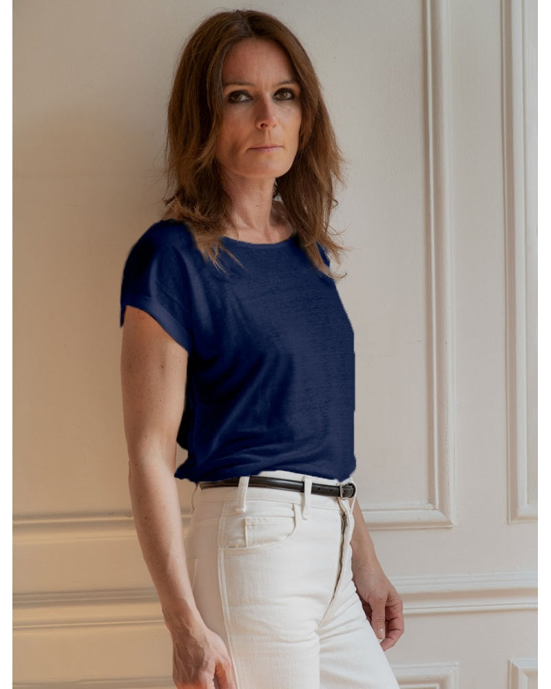 Women's linen t-shirt L'Indémodable Marine