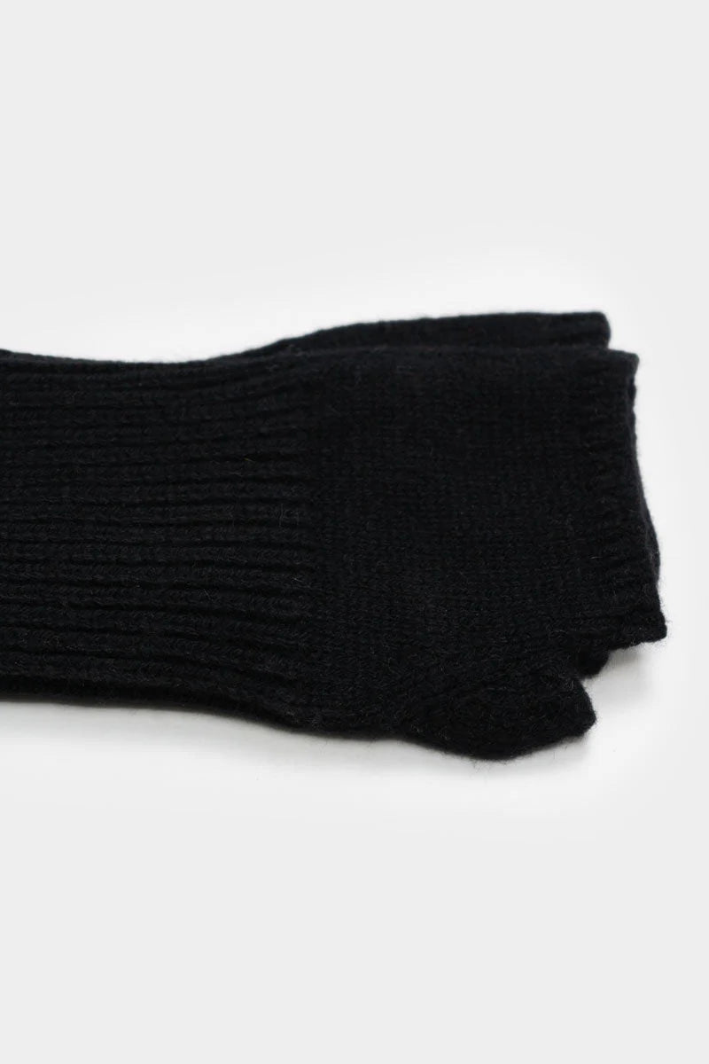 Damen Schwarze Armstulpen aus recyceltem Kaschmir