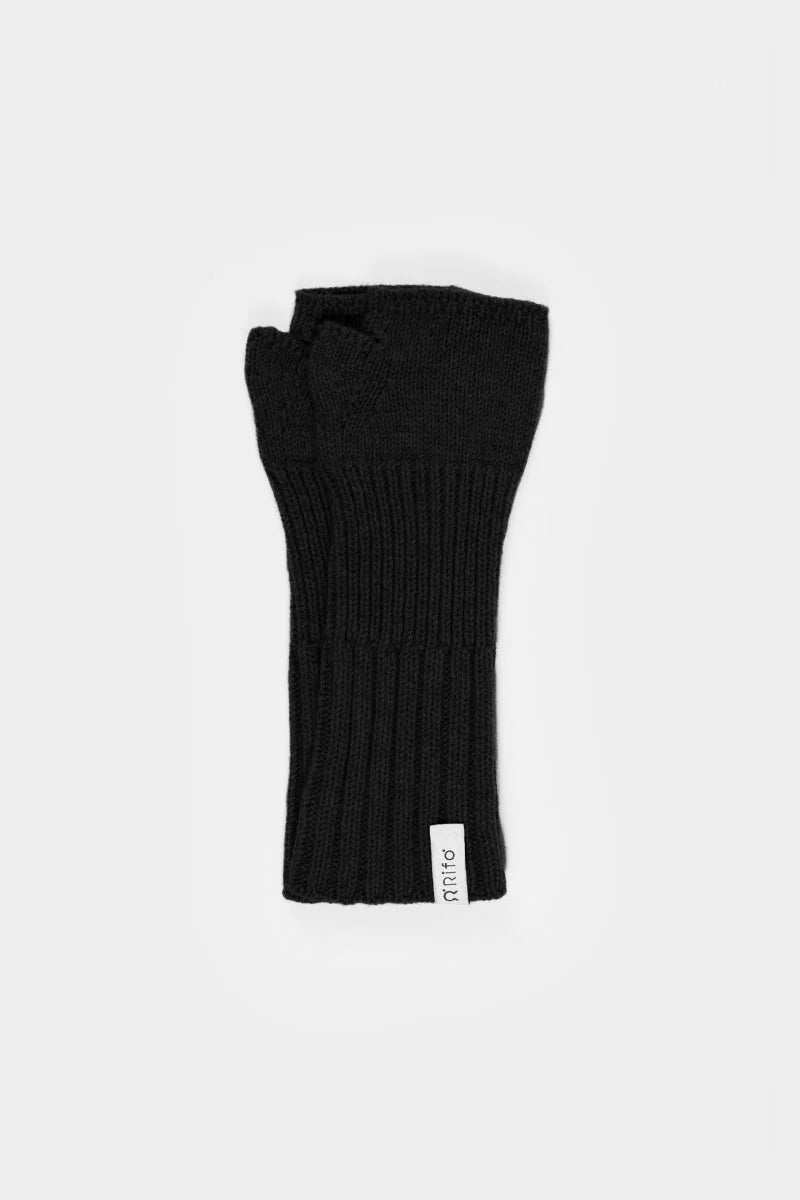 Damen Schwarze Armstulpen aus recyceltem Kaschmir