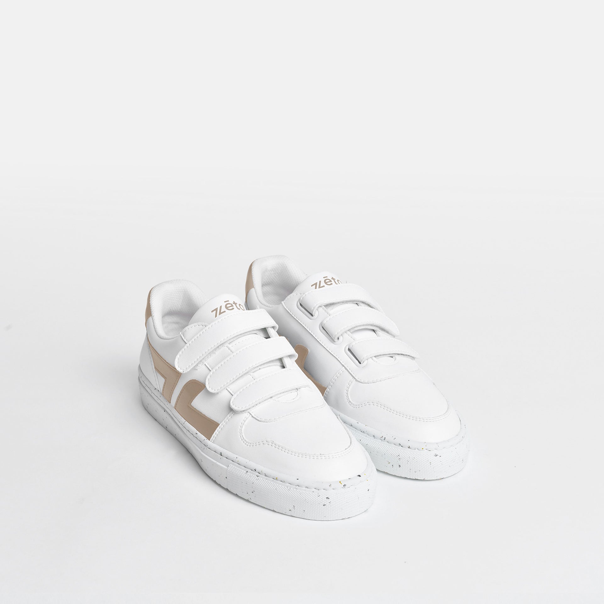 Beige vegane Klett-Sneaker