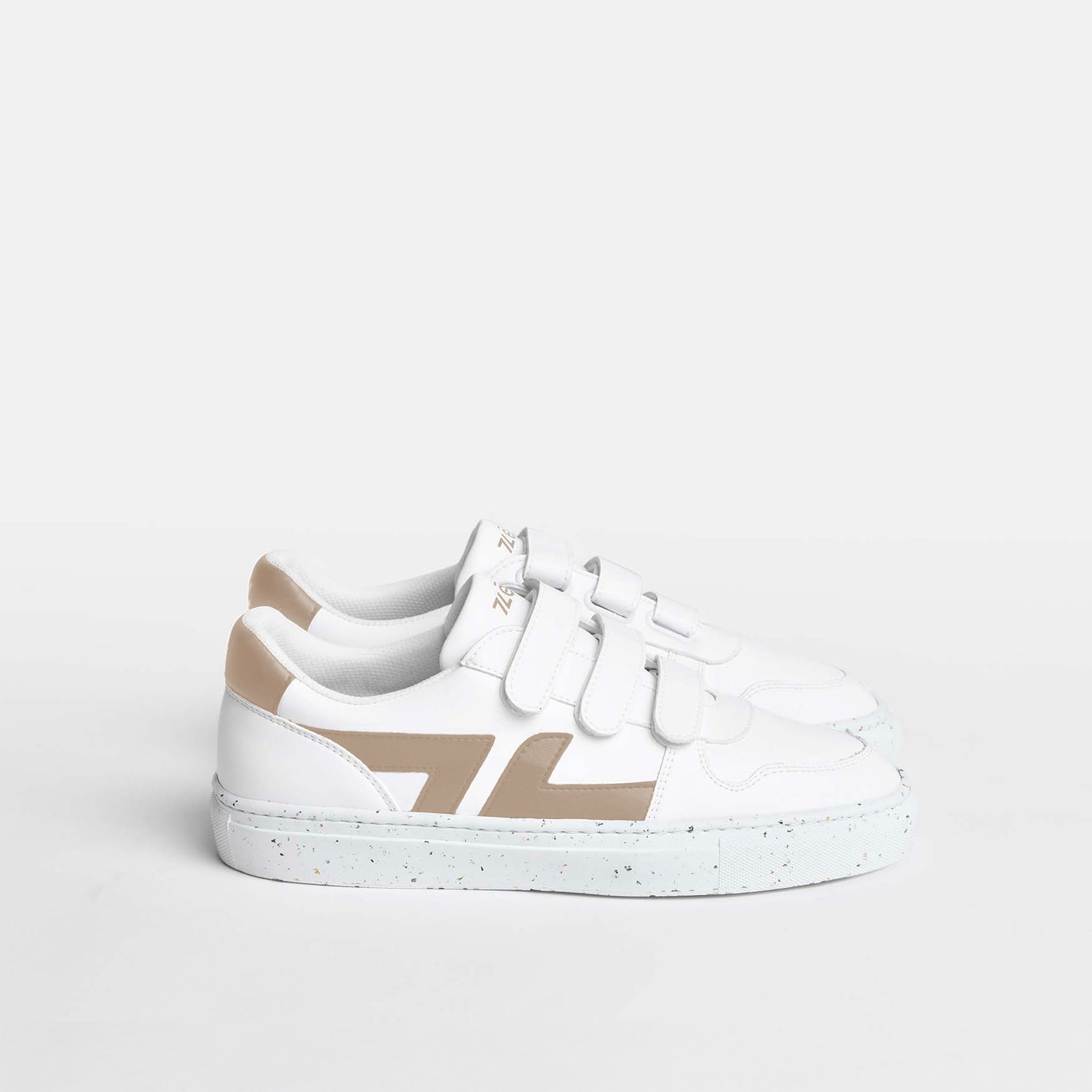 Beige vegane Klett-Sneaker