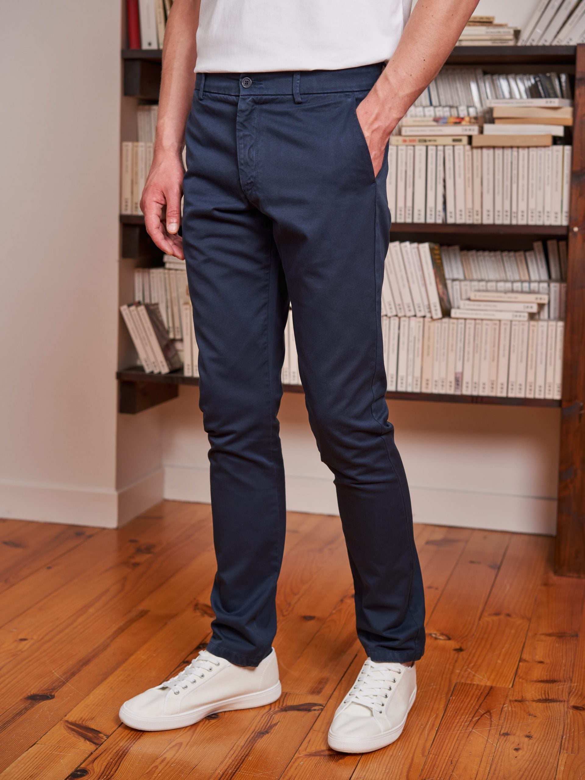 Chino en coton bio Arthur Bleu Marine 