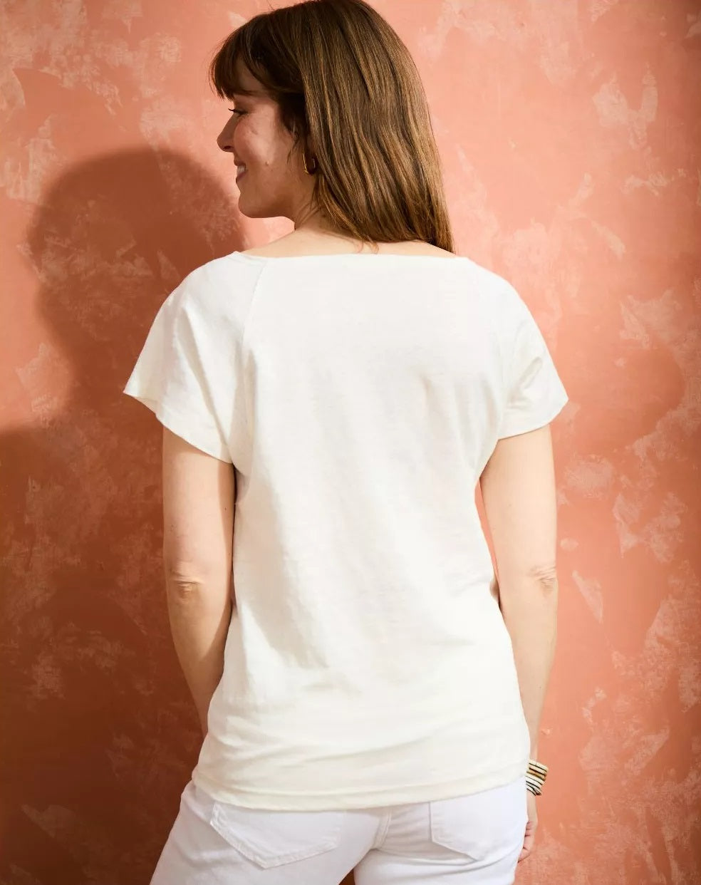T-Shirt lin écru Alina col rond