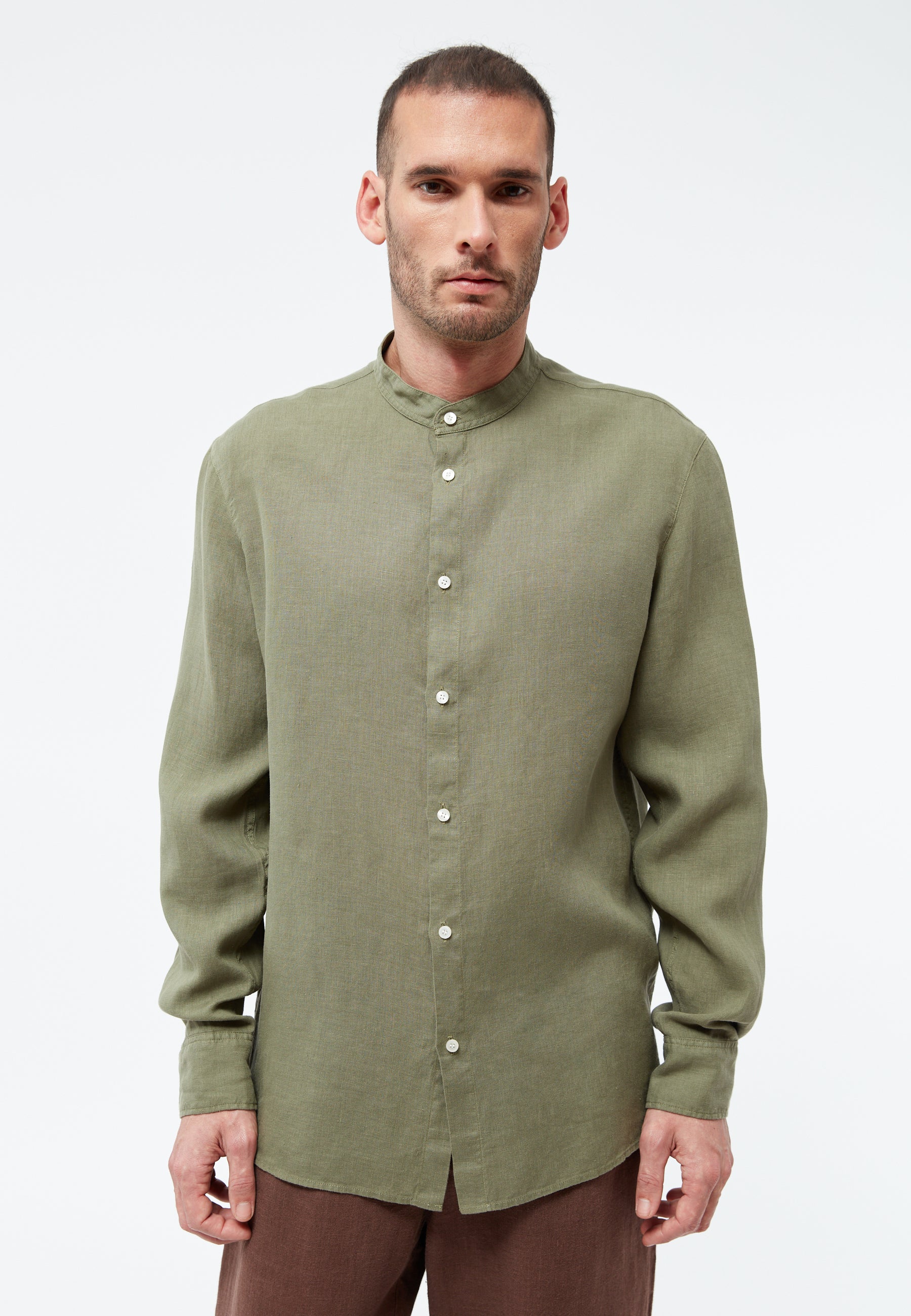 Leinen Hemd Wes Faded Olive