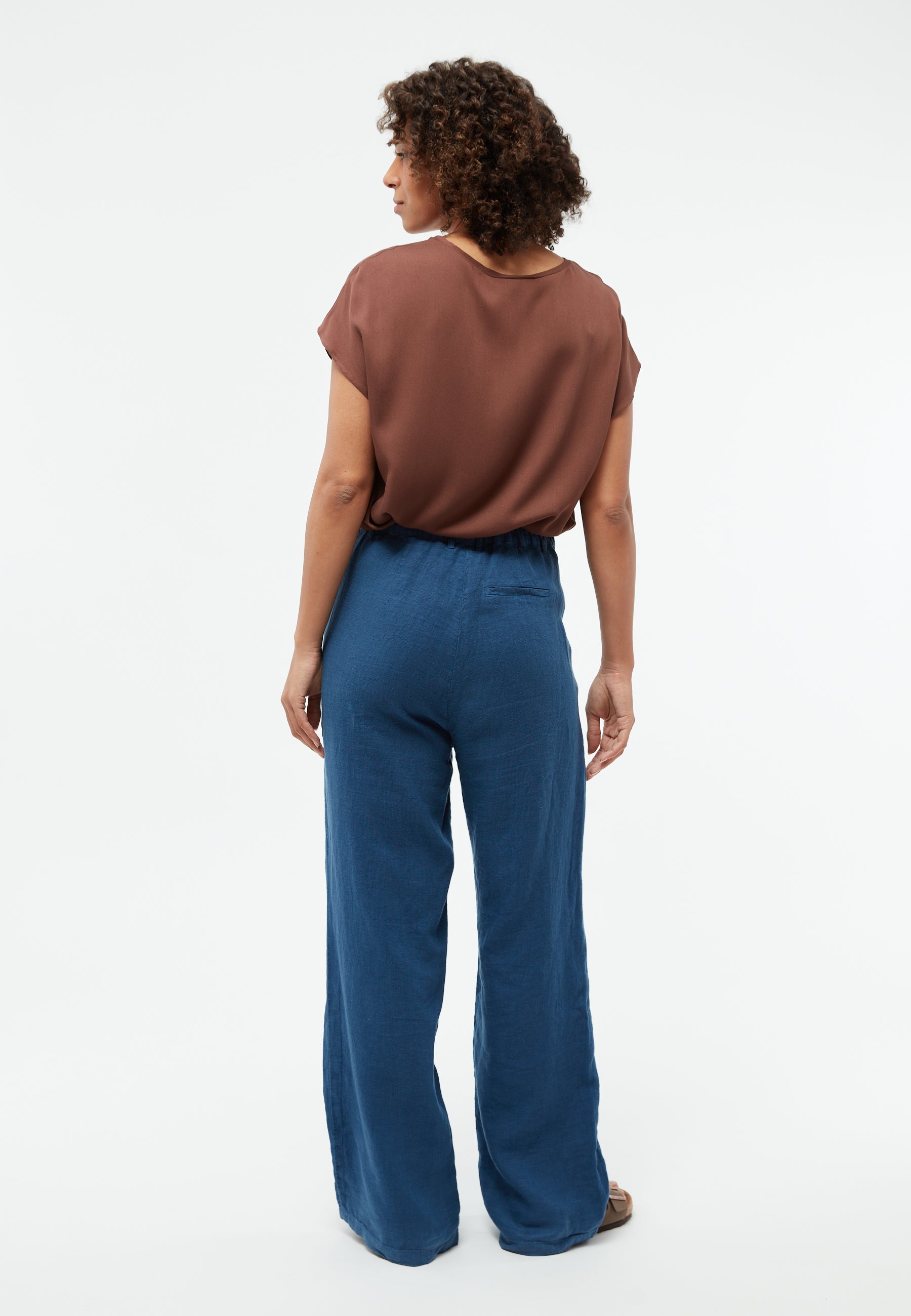 Pantalon en lin Beatrice Bleu
