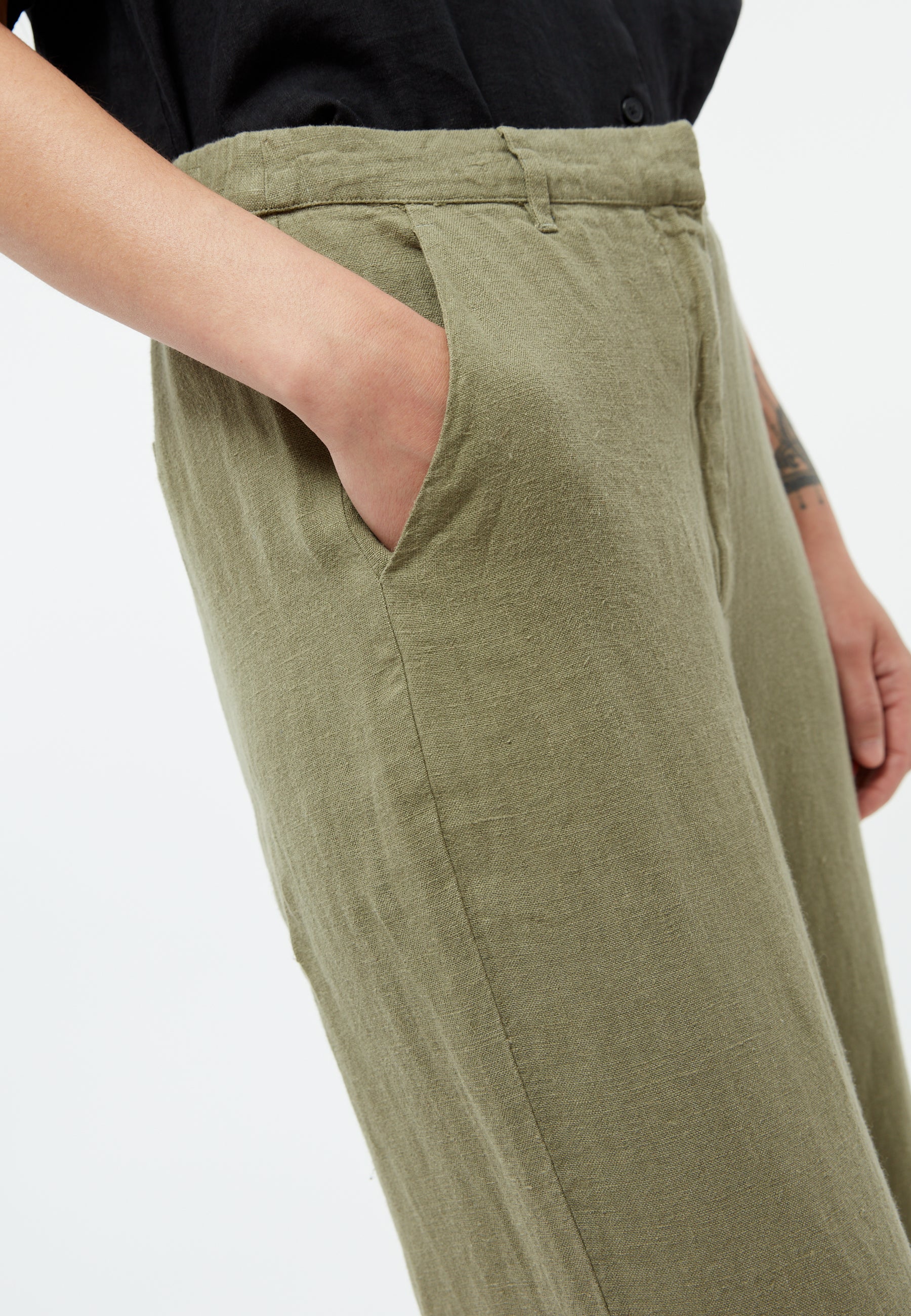 Pantalon en lin Beatrice Olive