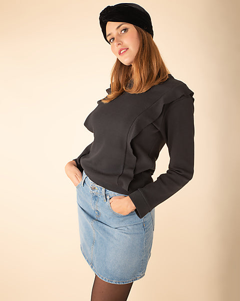Haut noir Hélène en coton