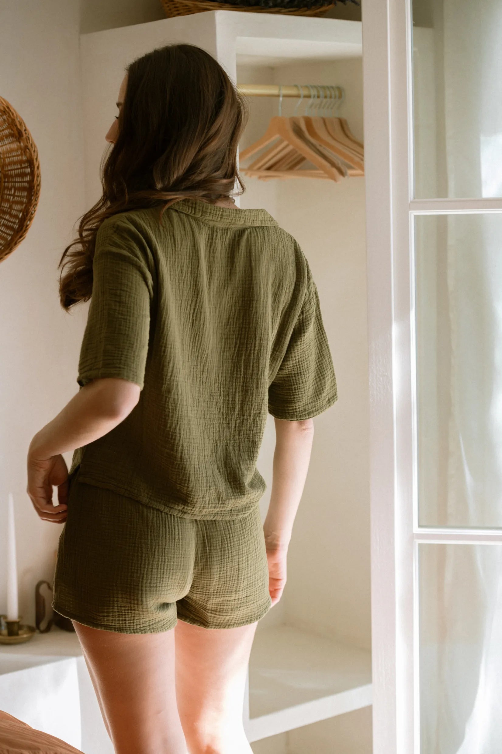 Flora khaki pyjama shorts