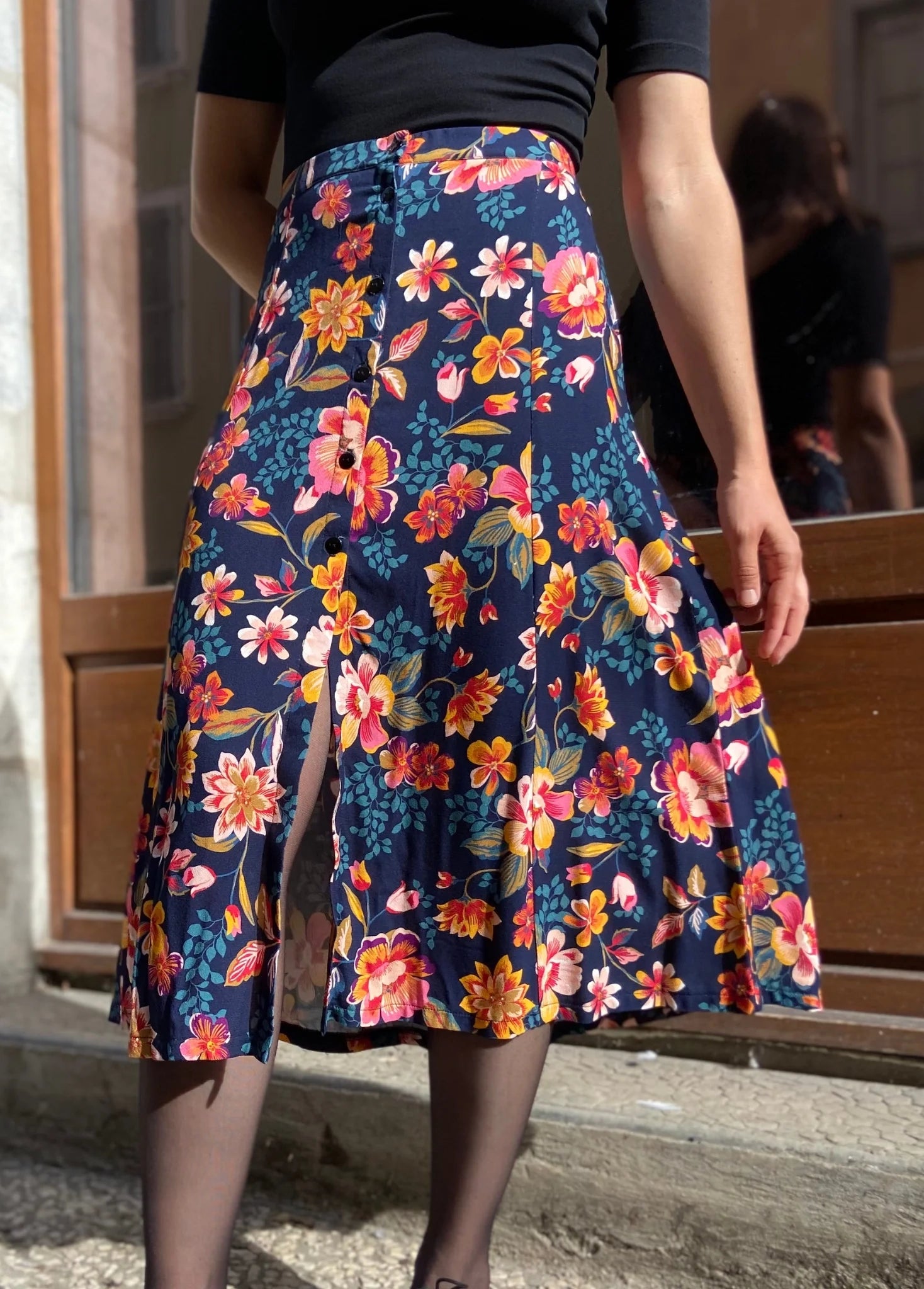 Buttoned skater skirt - Christina