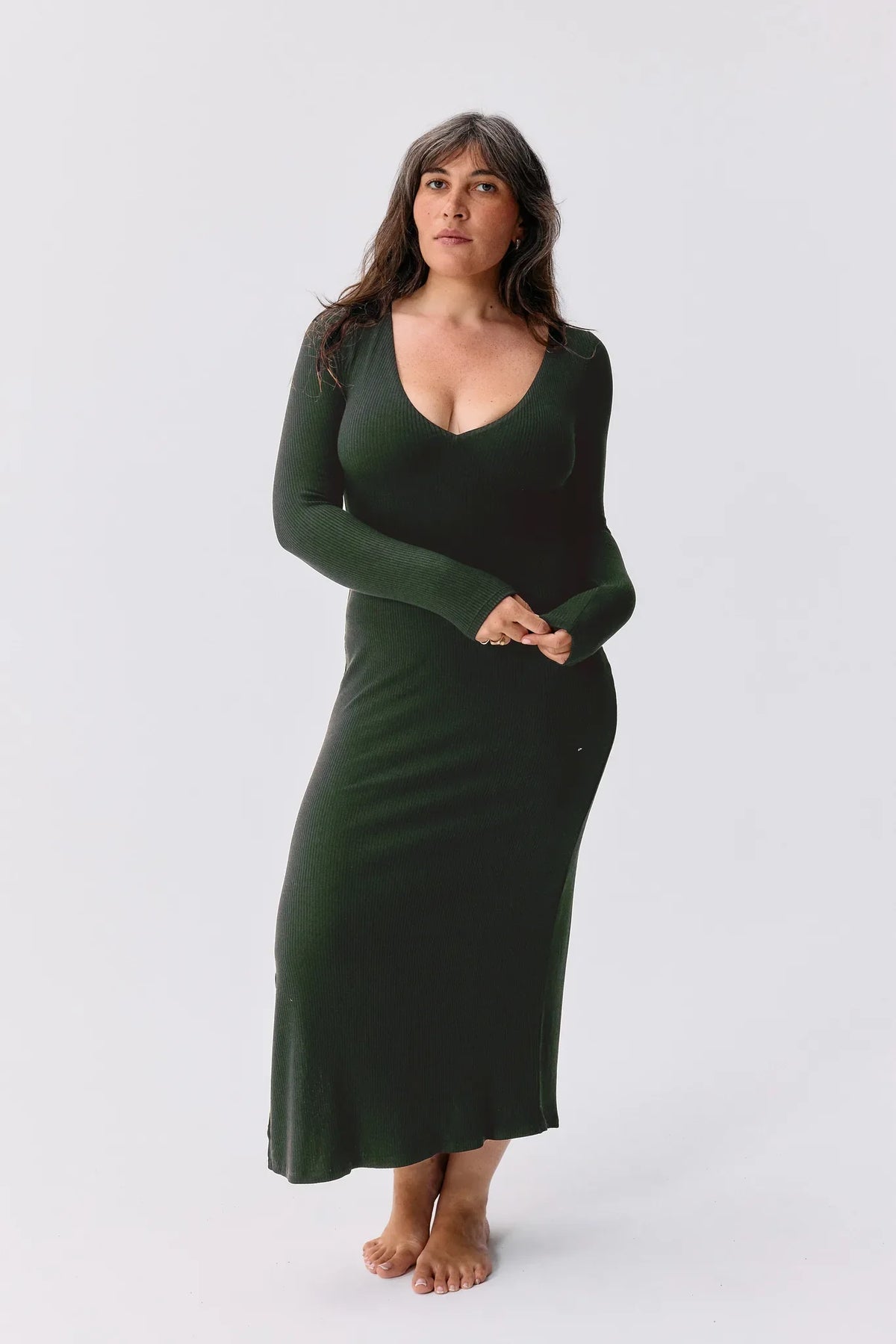 Robe longue Ambre Vert sapin