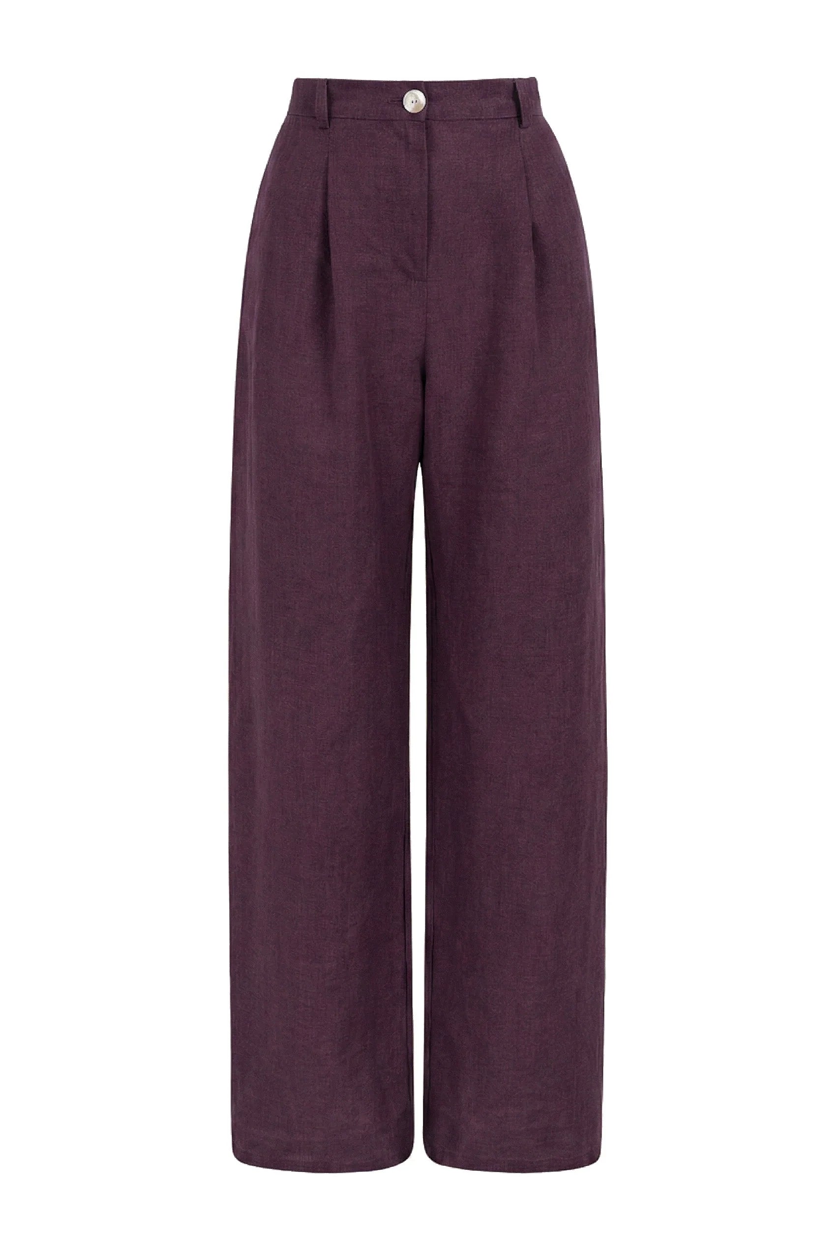 Leinen Hose Mara Aubergine