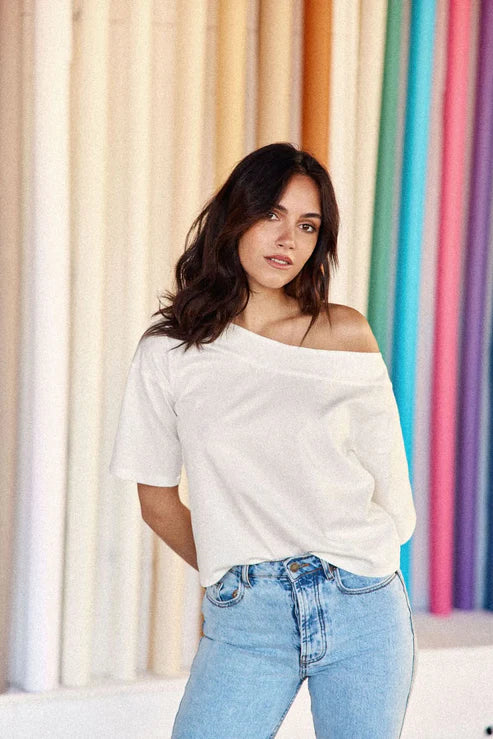 Top asymétrique blanc Cléo