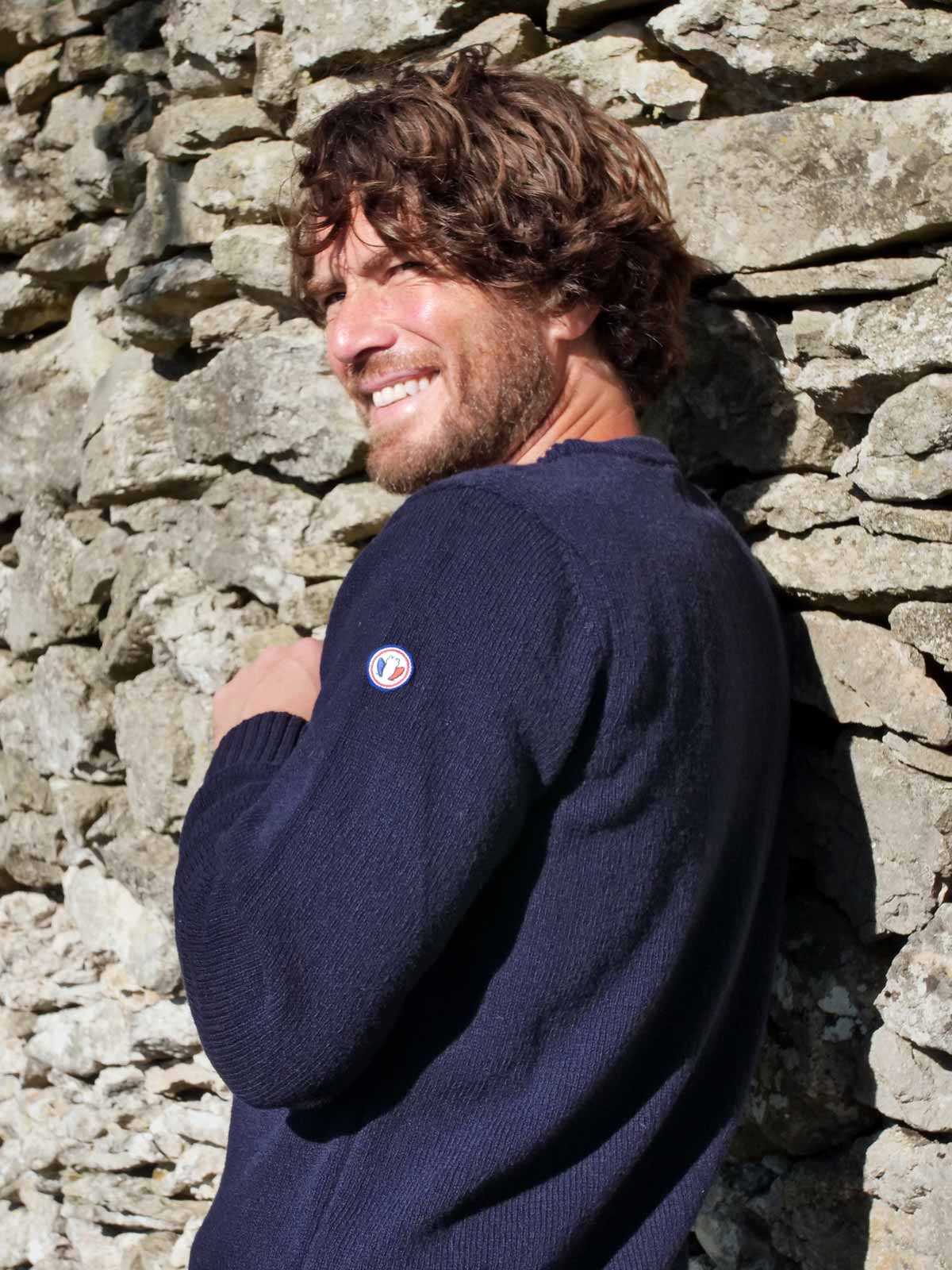 Pull mérinos Homme Le Frileux Marine 