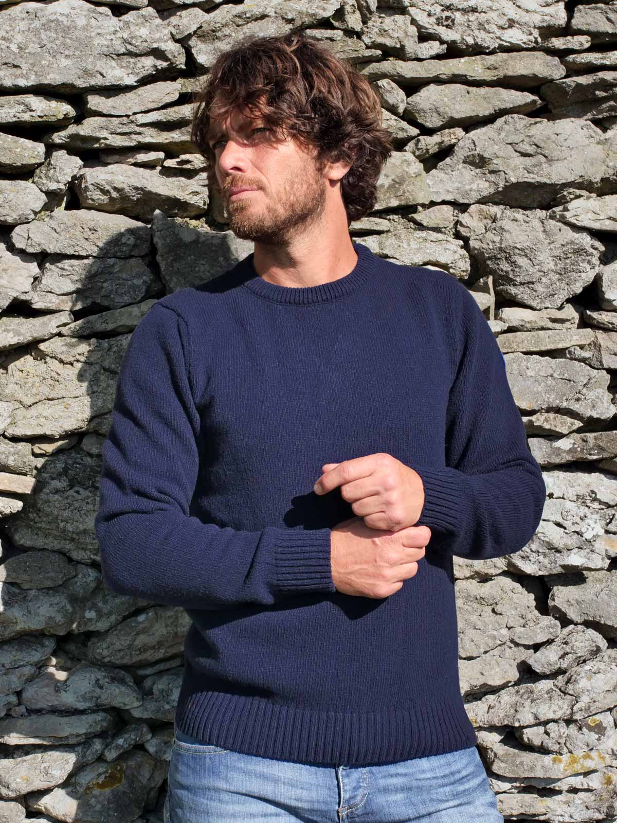 Pull mérinos Homme Le Frileux Marine 