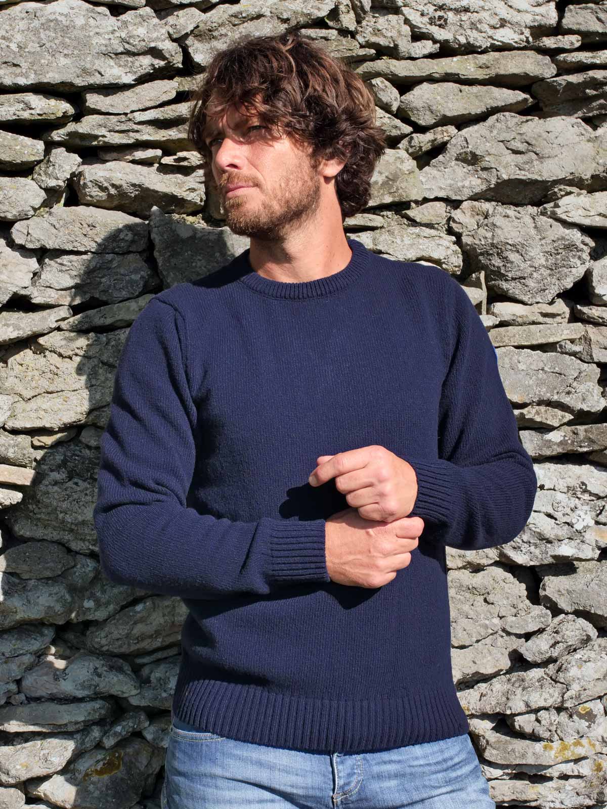 Pull mérinos Homme Le Frileux Marine