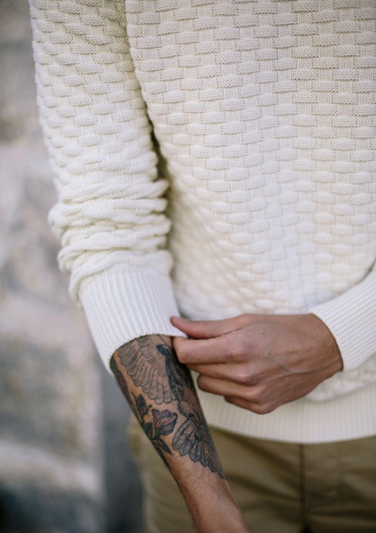 Pull Damier Ecru