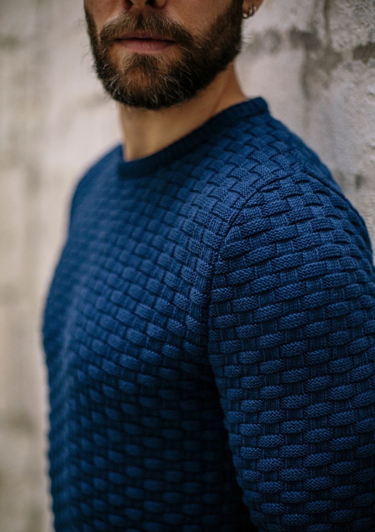 Pull Damier Bleu marine 