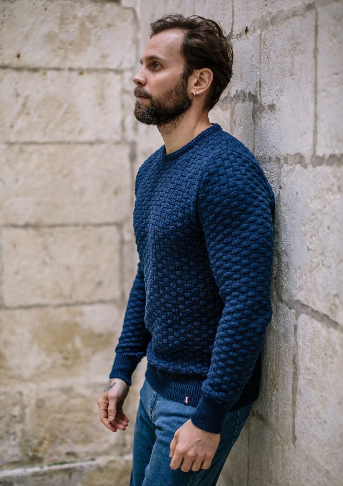 Pull Damier Bleu marine