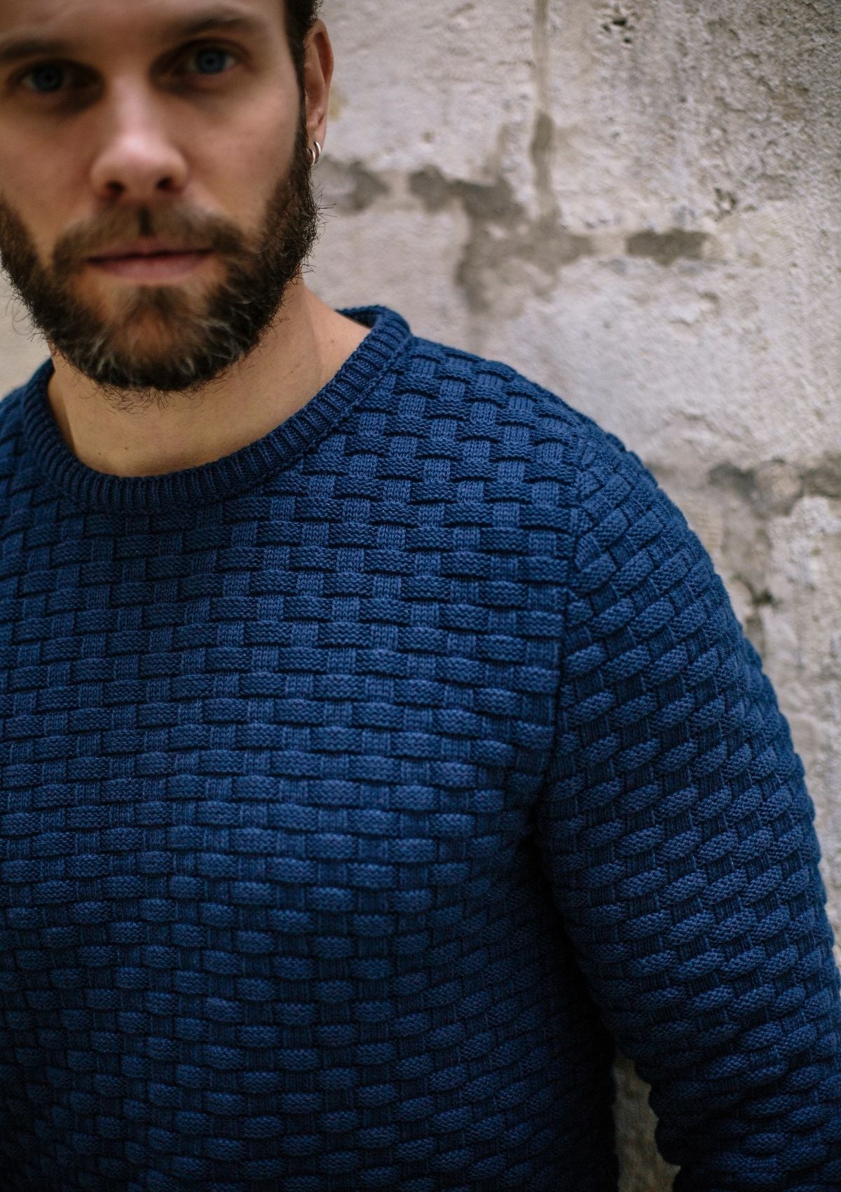 Pull Damier Bleu marine 