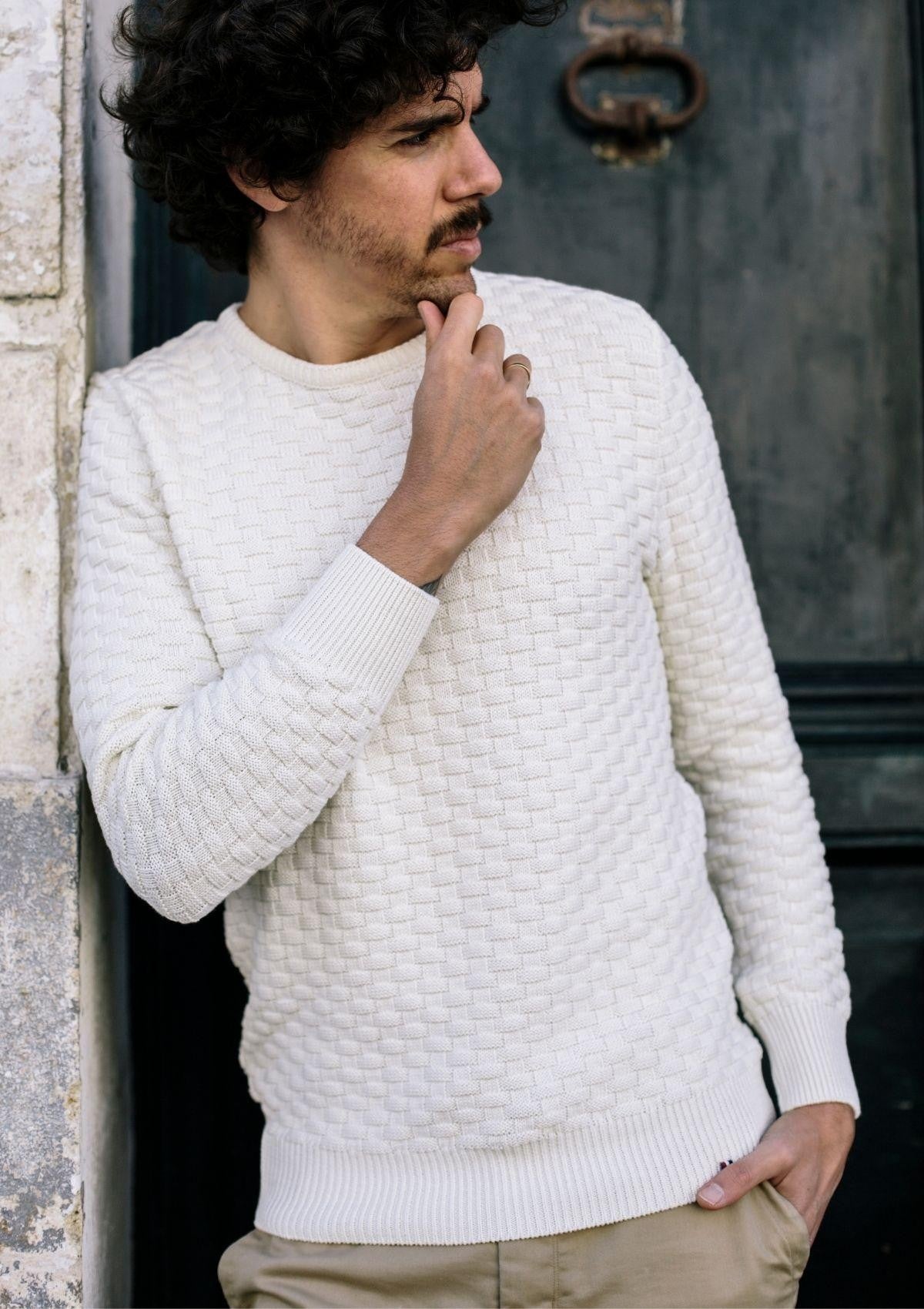 Pull Damier Ecru