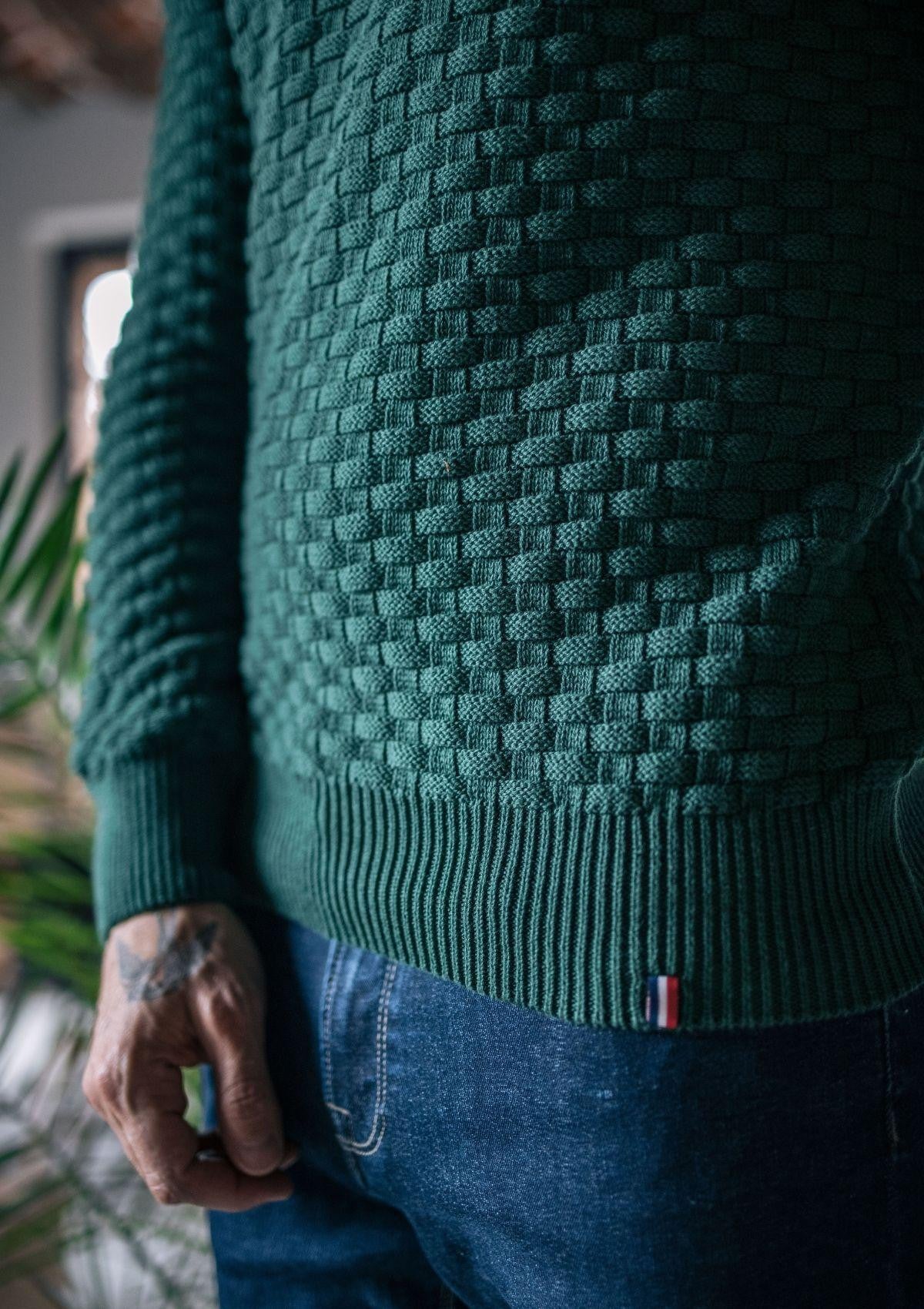 Pull Damier Vert