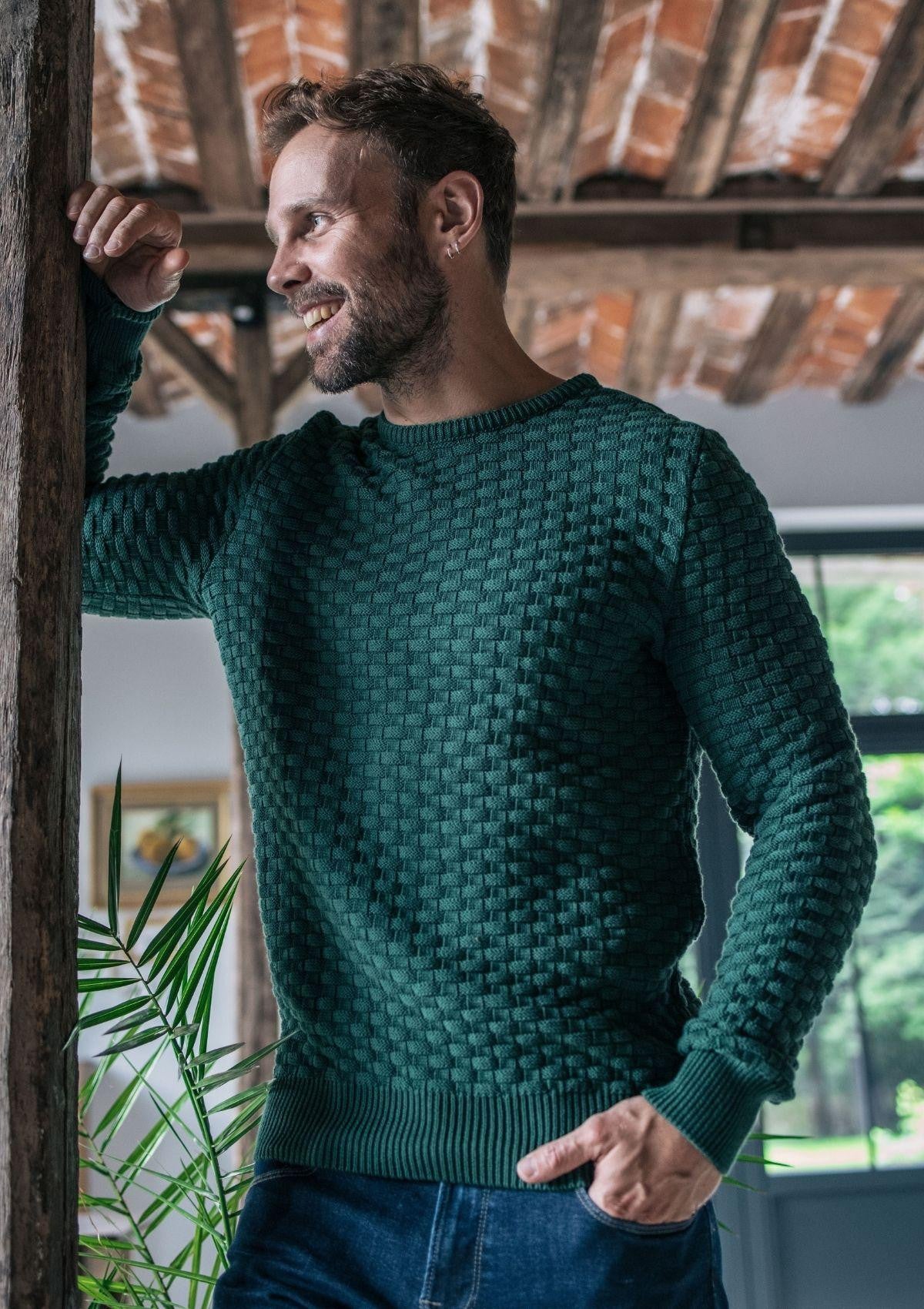 Pull Damier Vert