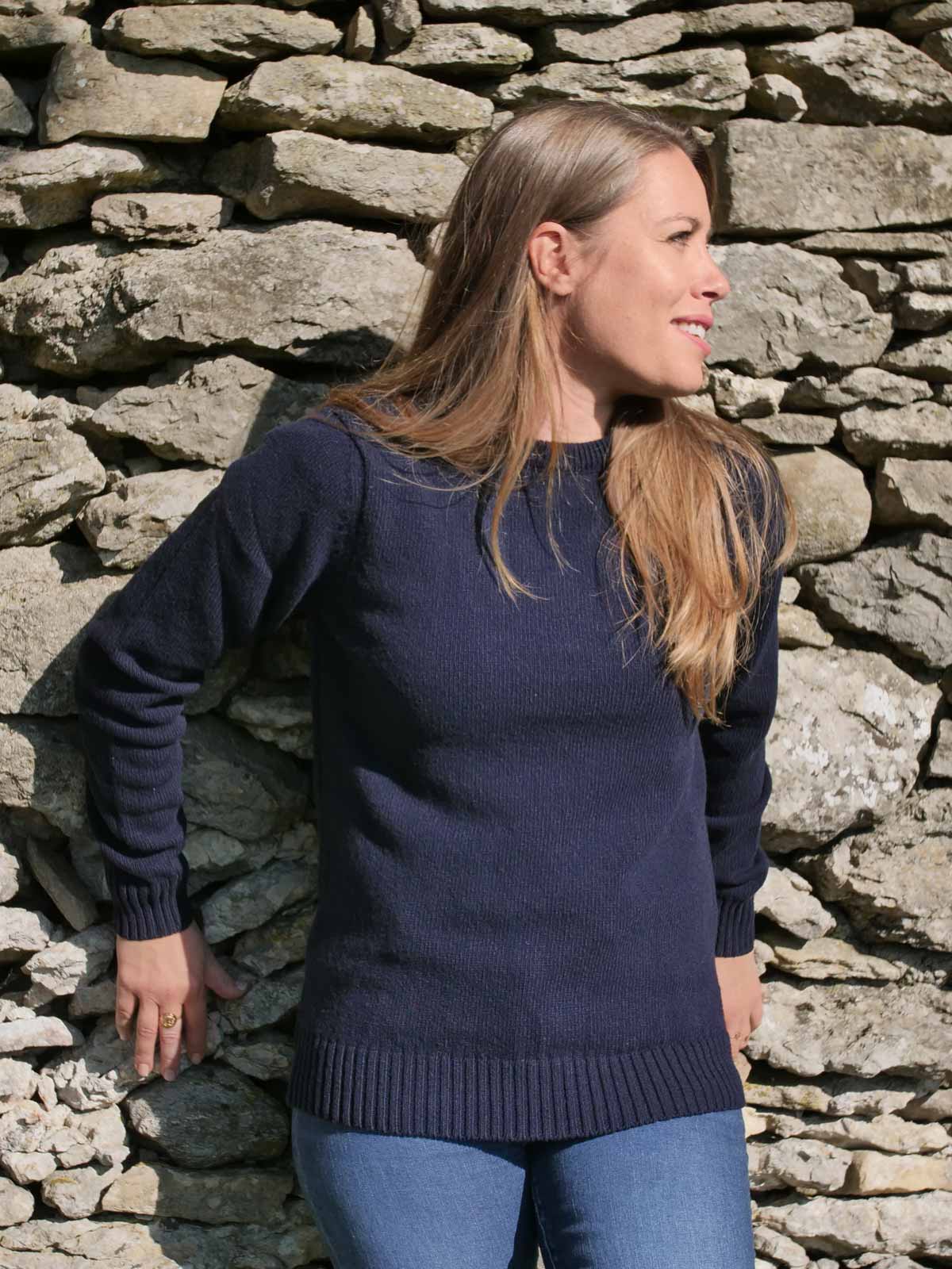 Warm Merino Sweater Le Frileux Navy
