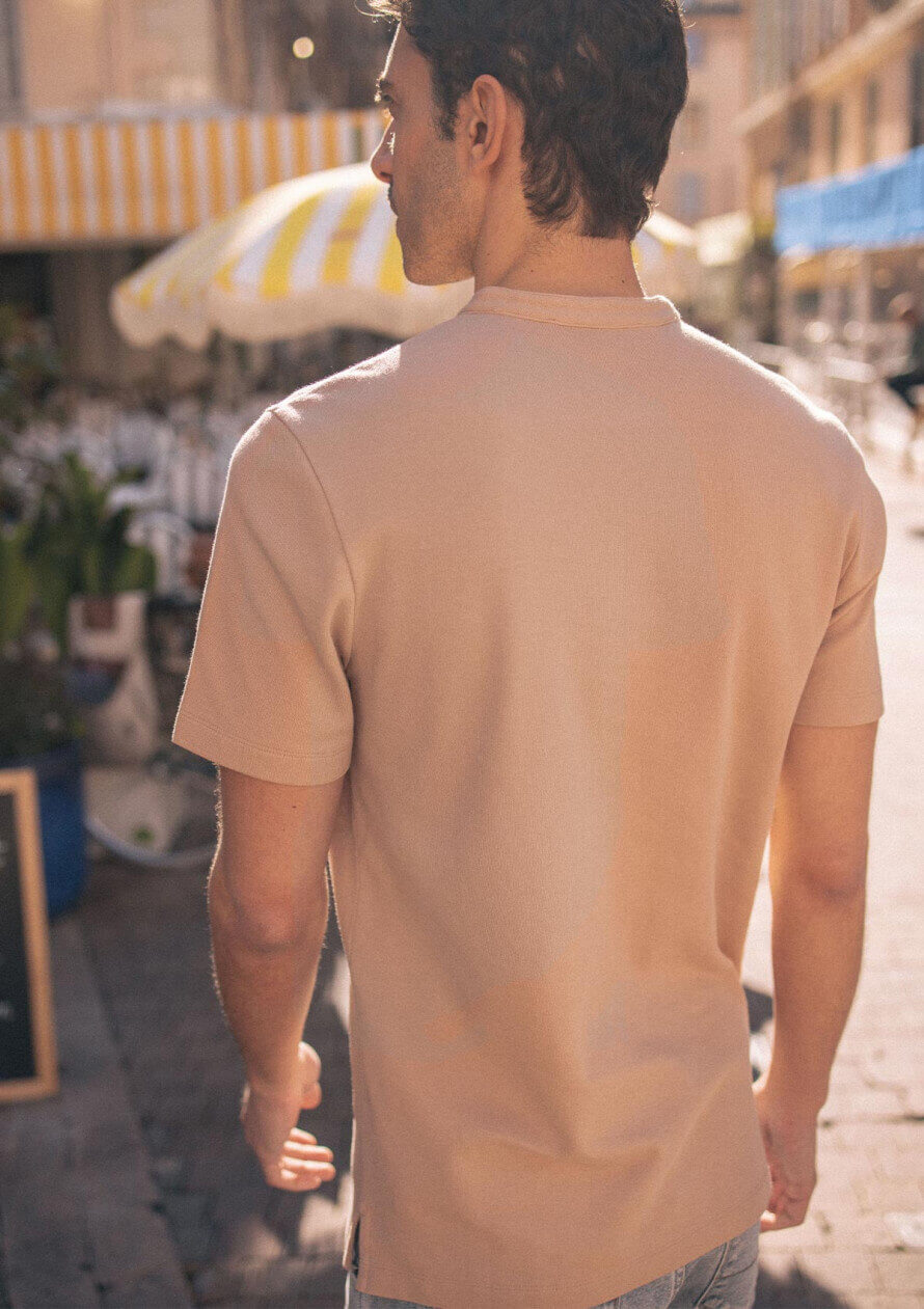 Polo Henley Emblème Beige