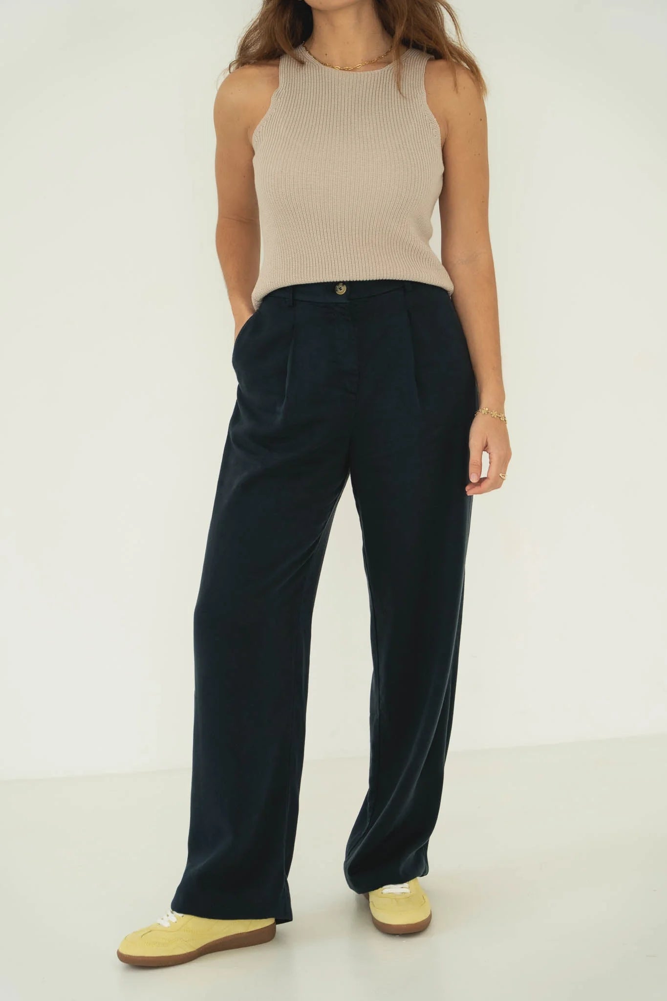 High Waist Trousers Mara Navy