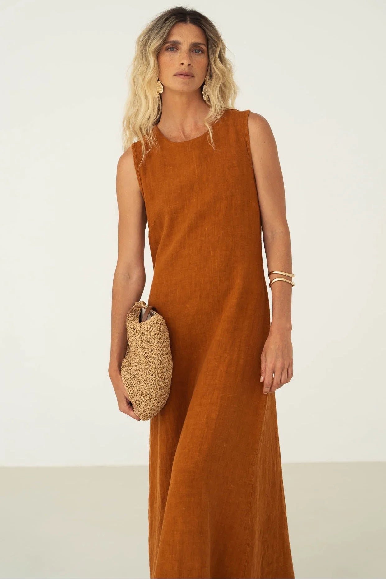 Leinen Kleid Léonie Ocker