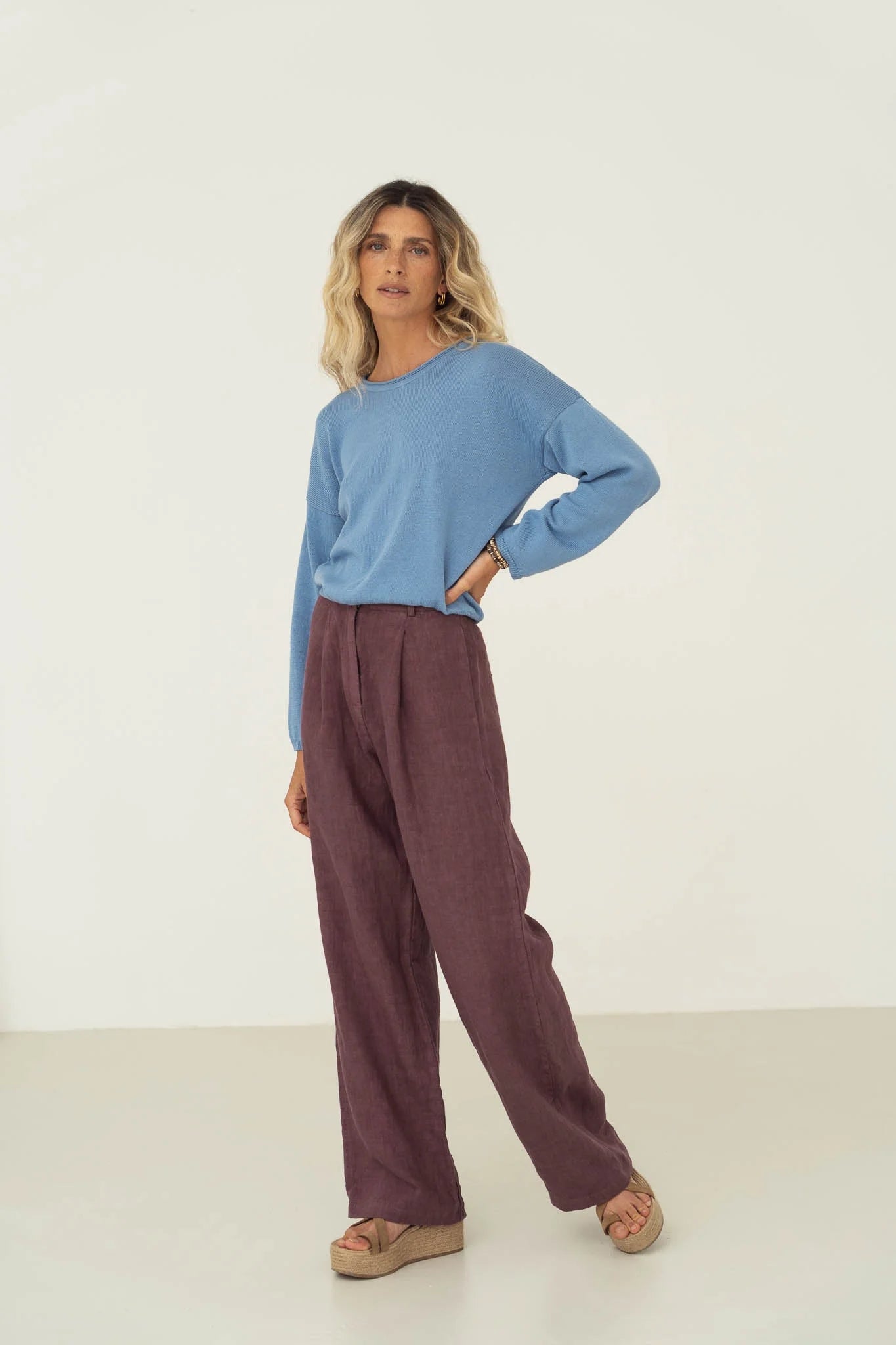 Leinen Hose Mara Aubergine
