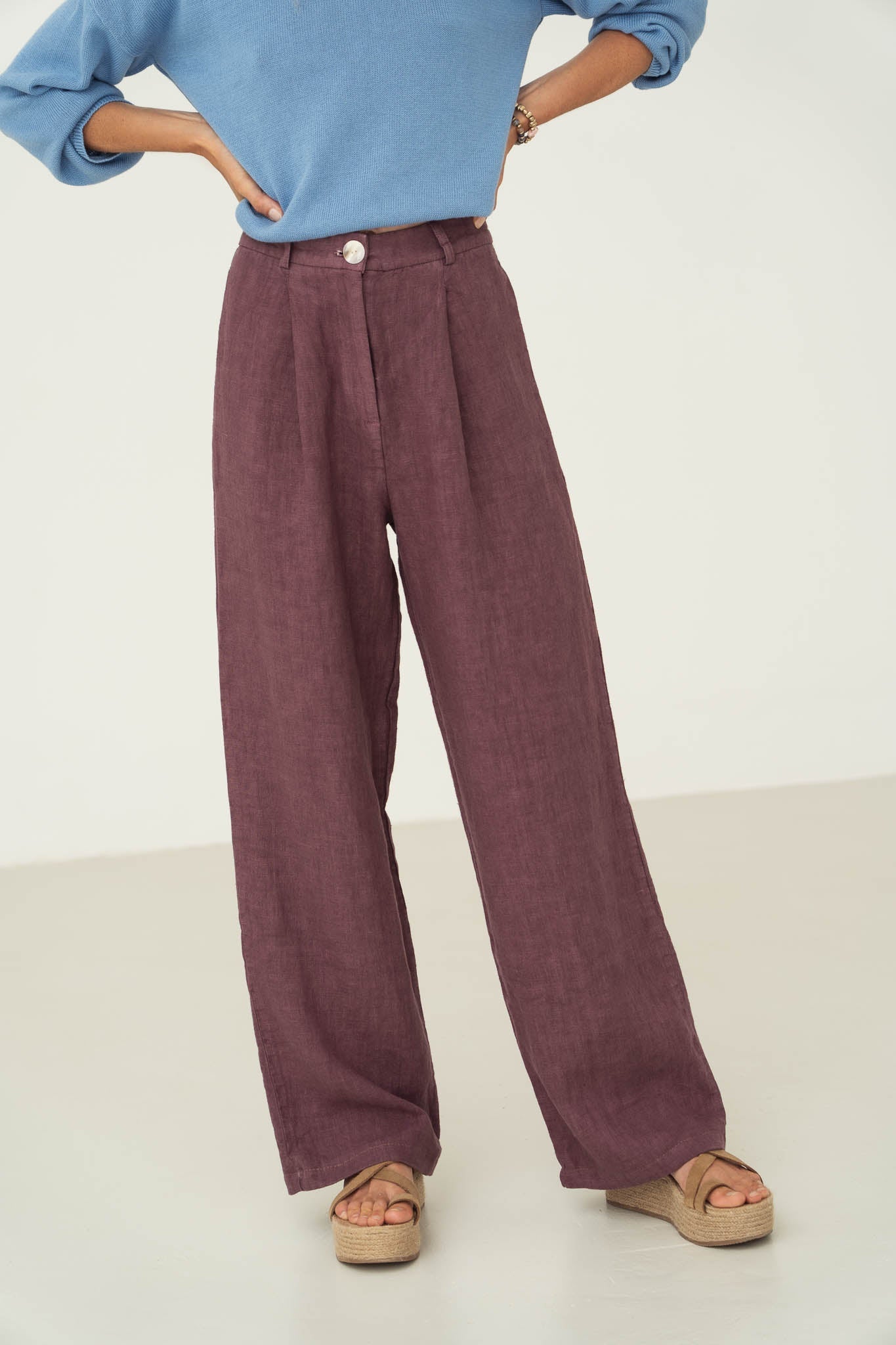 Leinen Hose Mara Aubergine