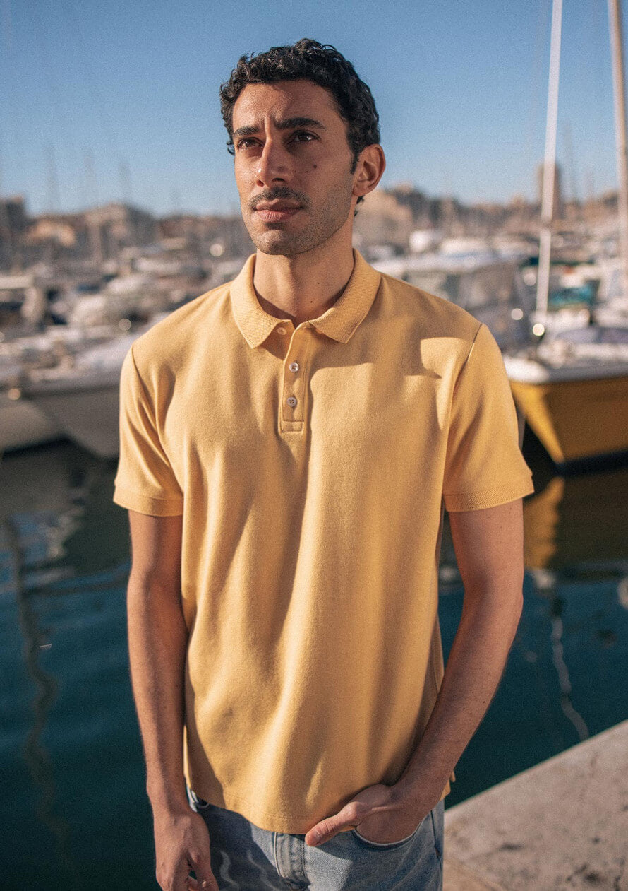 Men's organic cotton polo shirt Amical Yellow