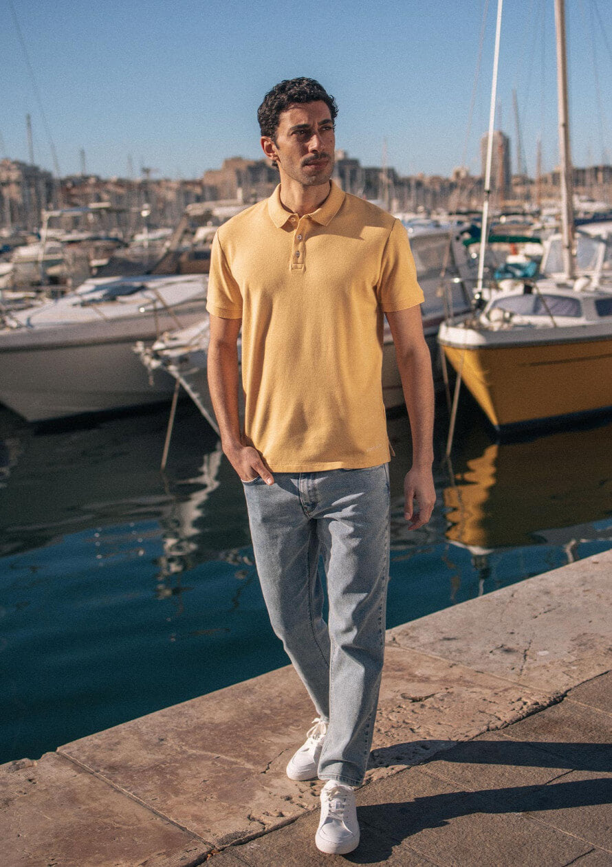 Men's organic cotton polo shirt Amical Yellow