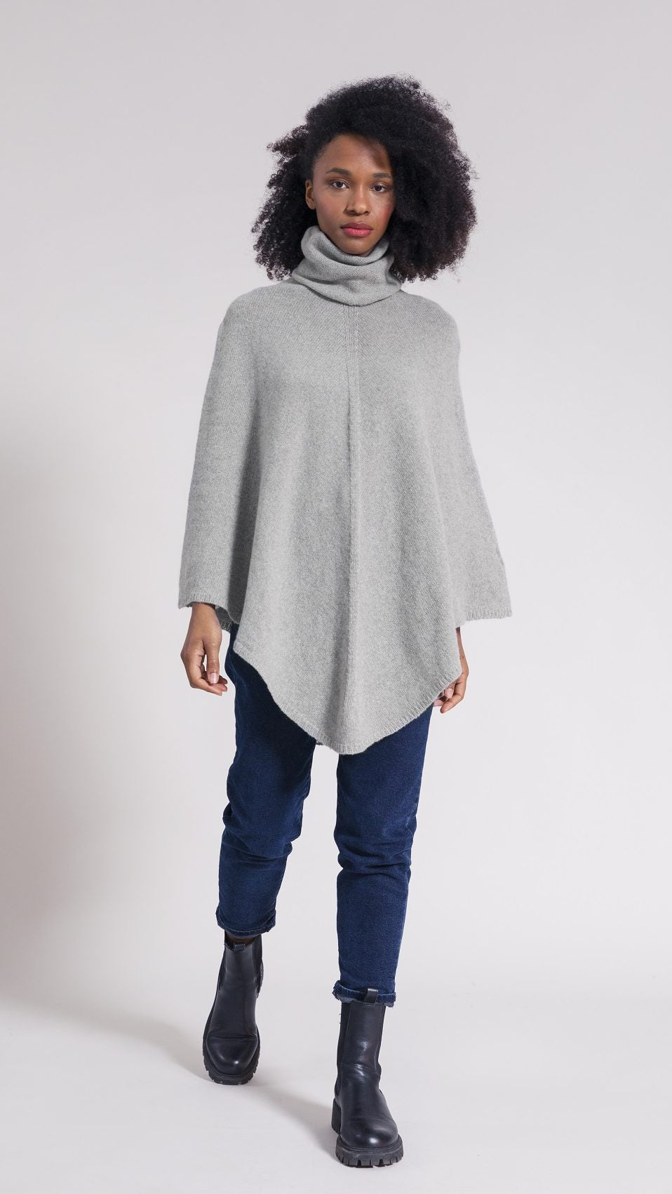 Poncho cachemire Elisabetta Gris 