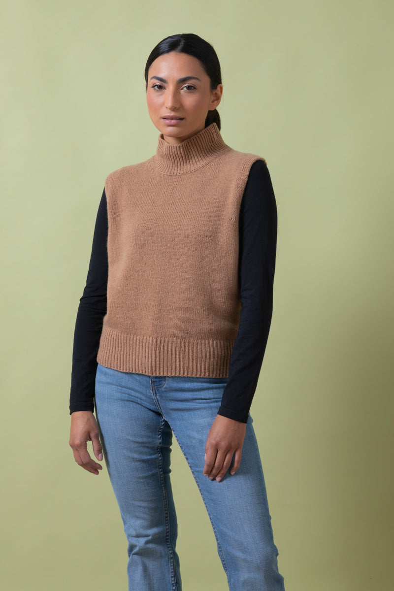 Pull sans manches en cachemire Matilde Beige