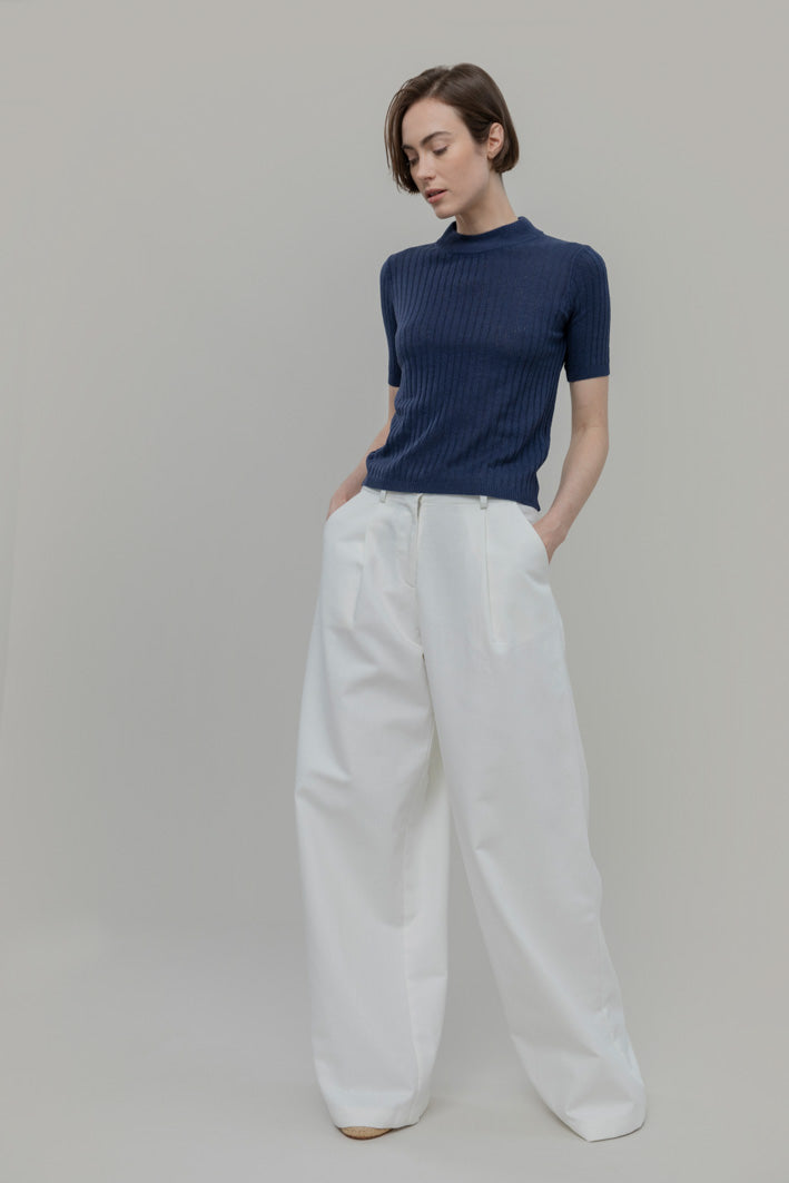 Top en soie Renza Marine