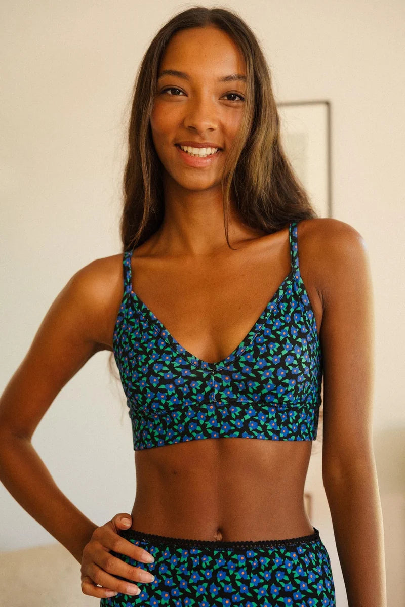 Brassière Mini Fleurs Bleues