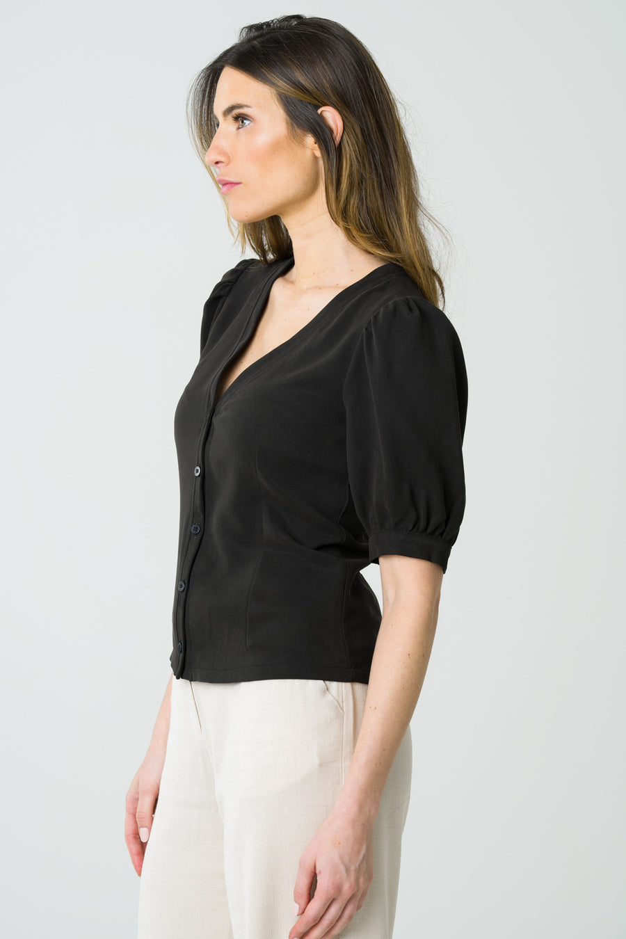 Tencel-Bluse Aster Schwarz