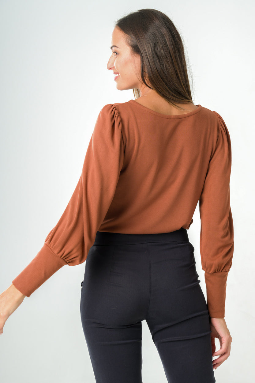 Top manches bouffantes Freesia Ocre