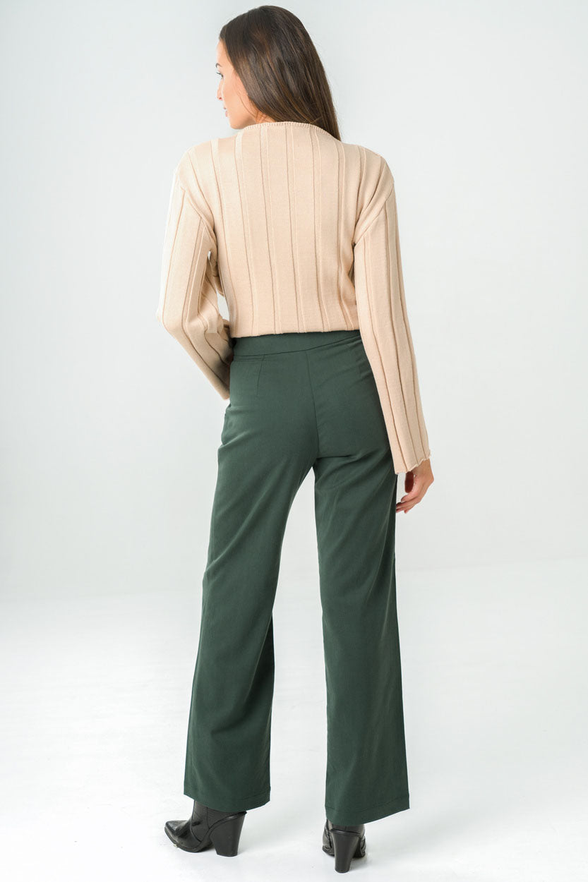 Women high-waist Pants Tamier green