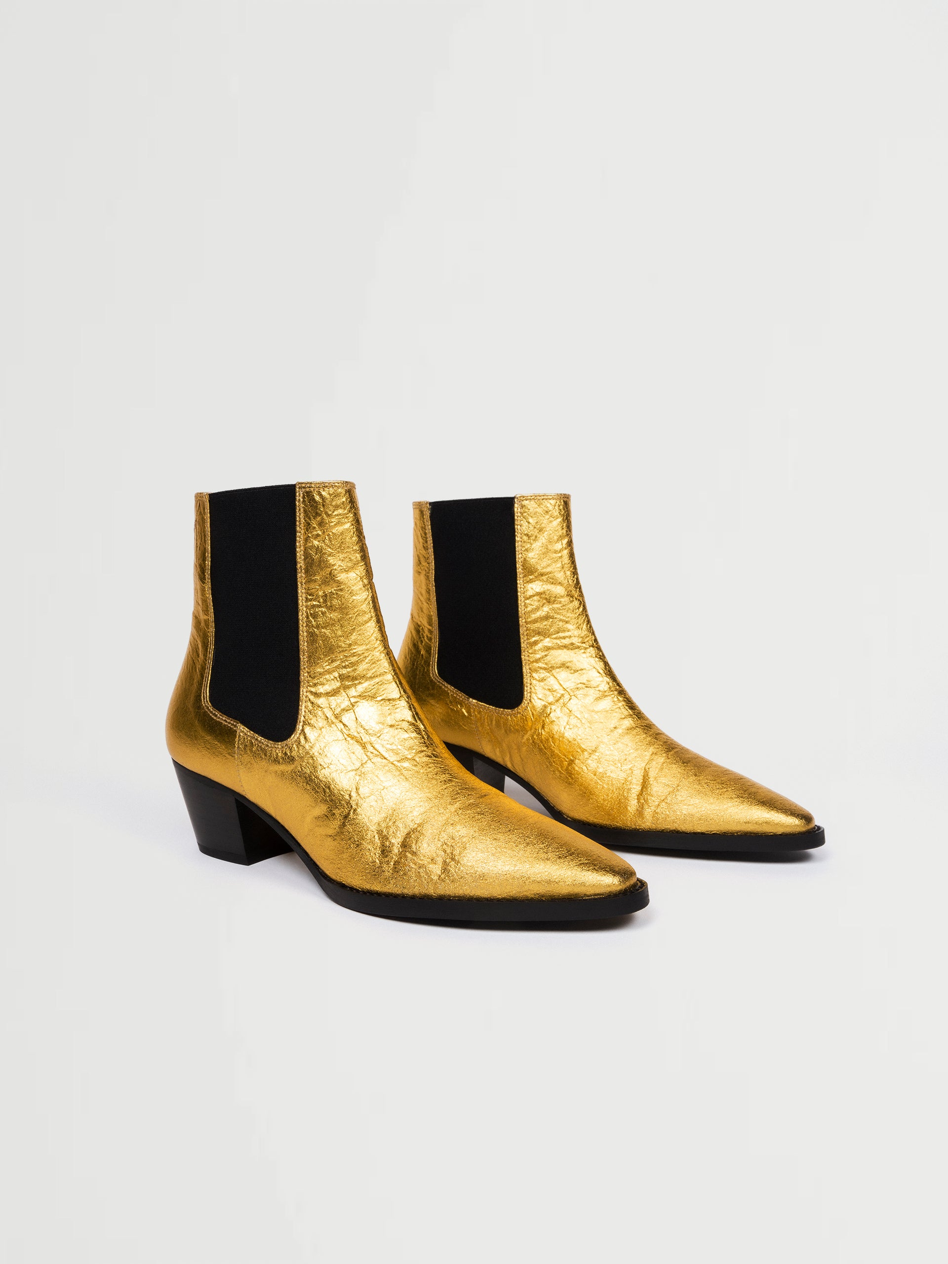 Gold vegan leather boots