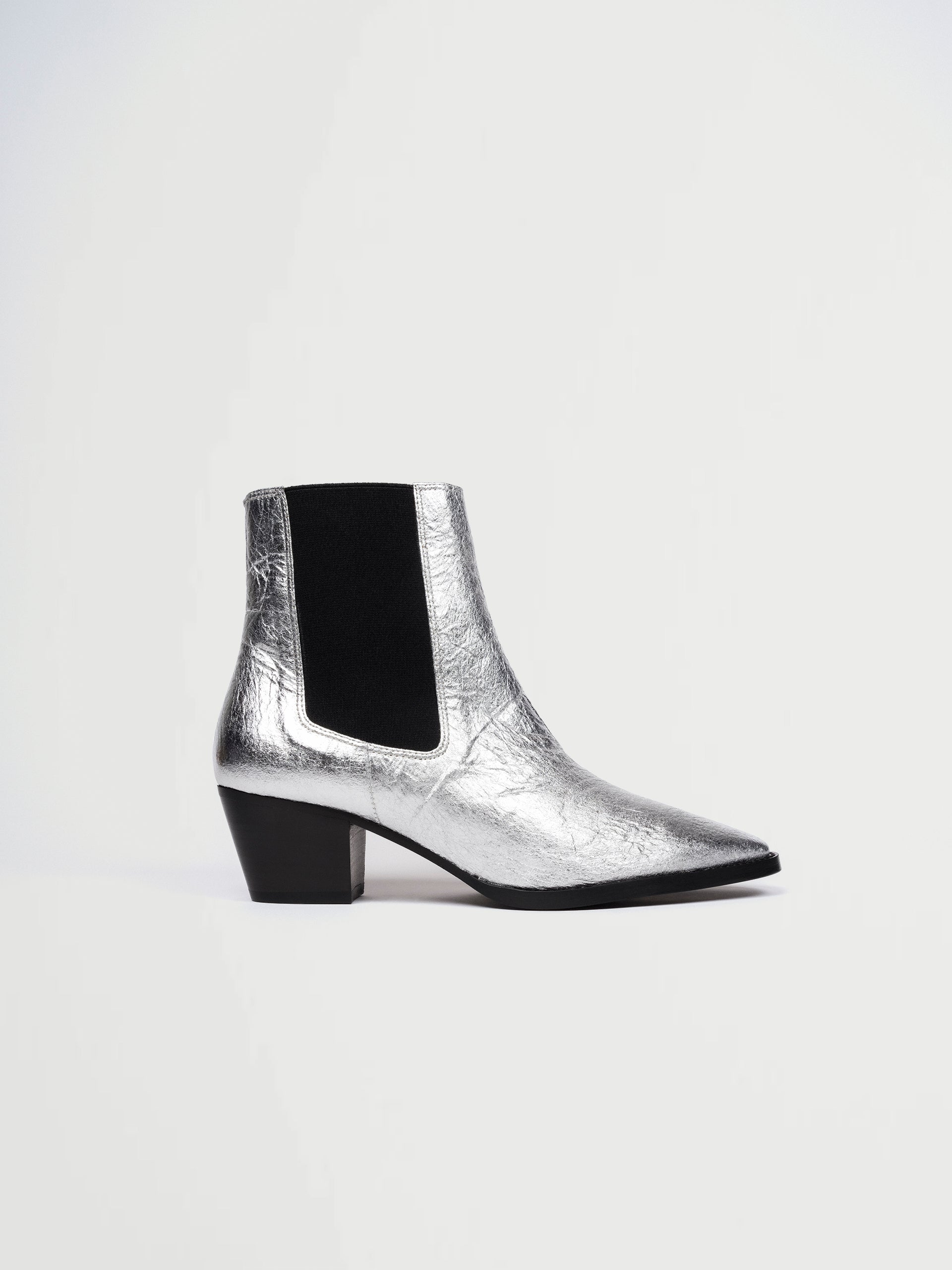 Silver vegan leather boots