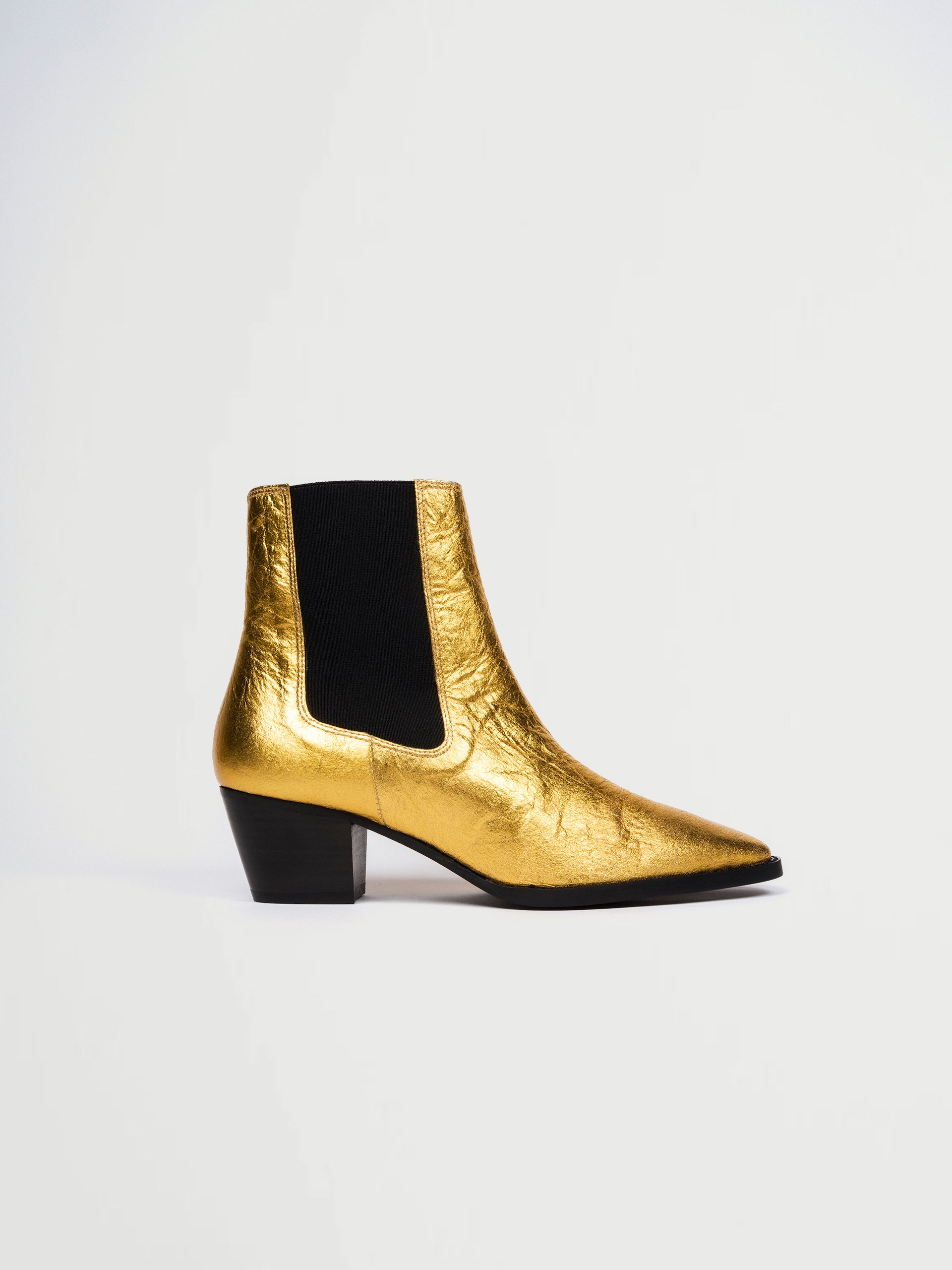Gold vegan leather boots