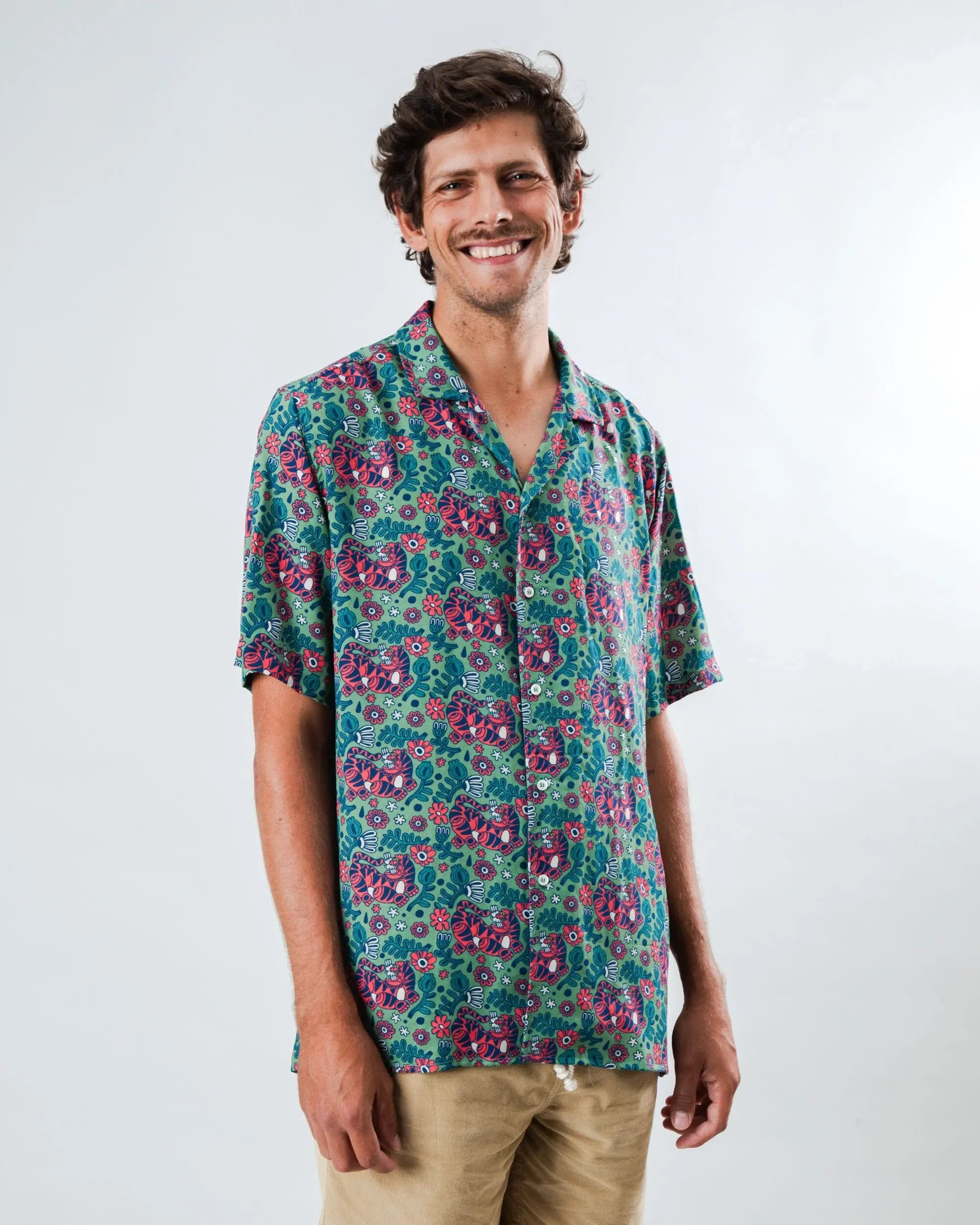 Sommer Shirt Aloha Tigris Grün