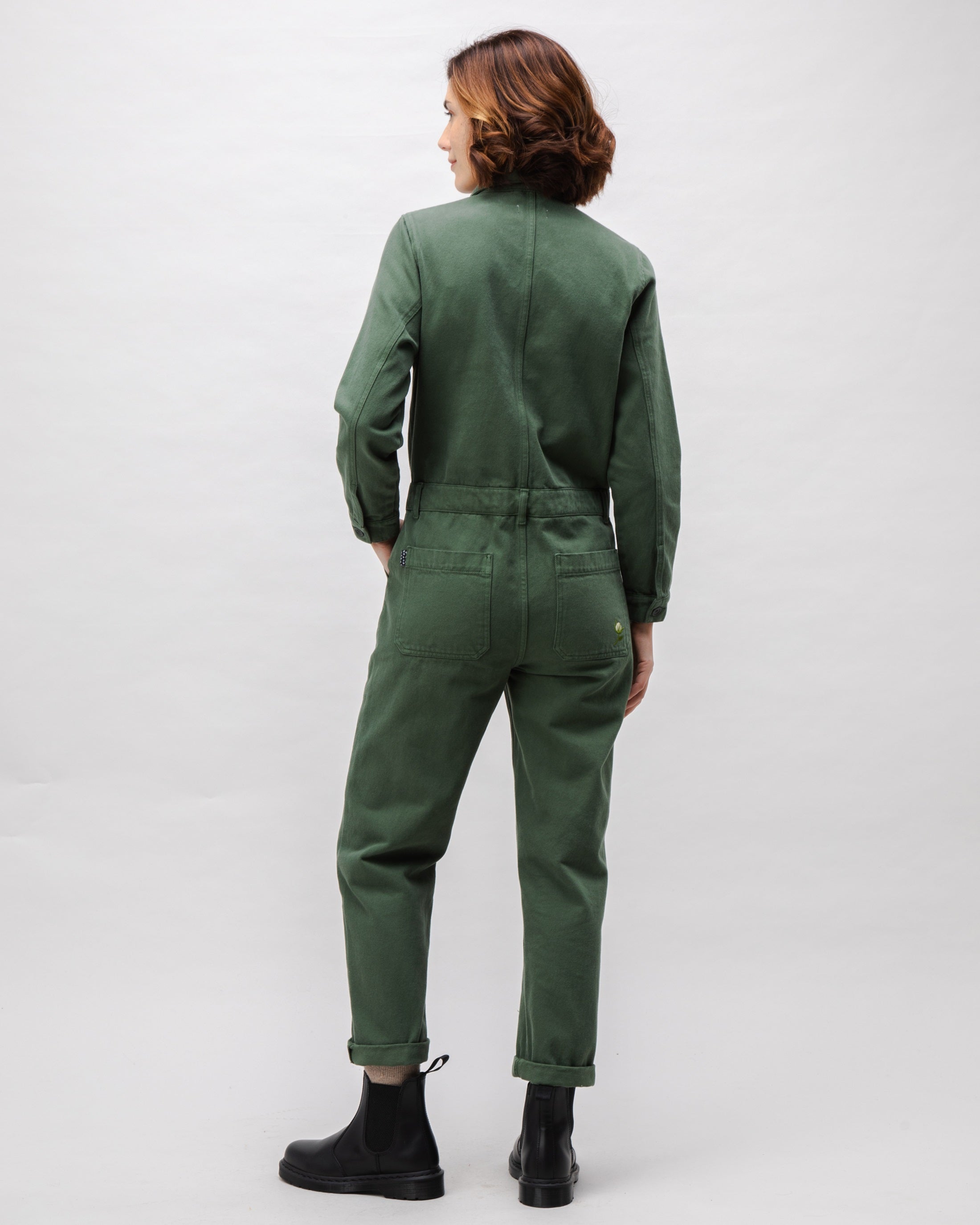 Green organic cotton boiler suit