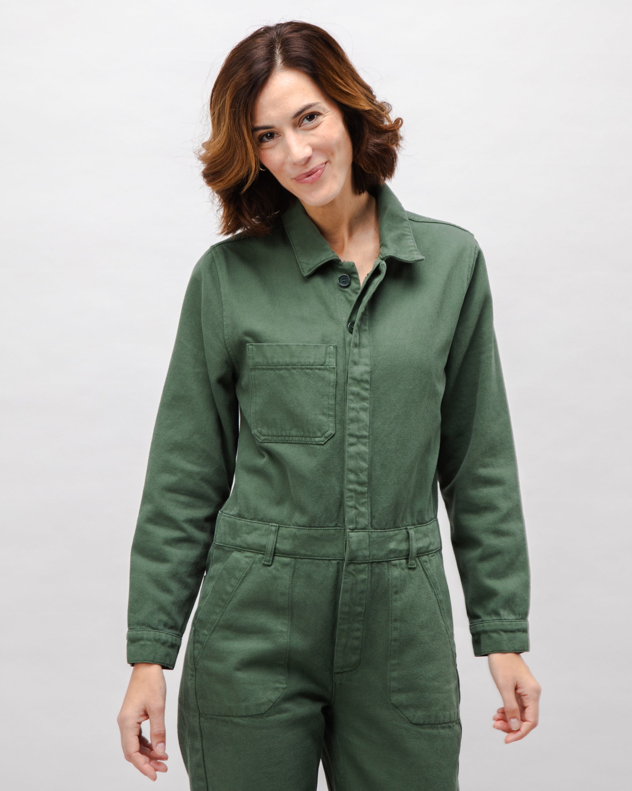 Green organic cotton boiler suit