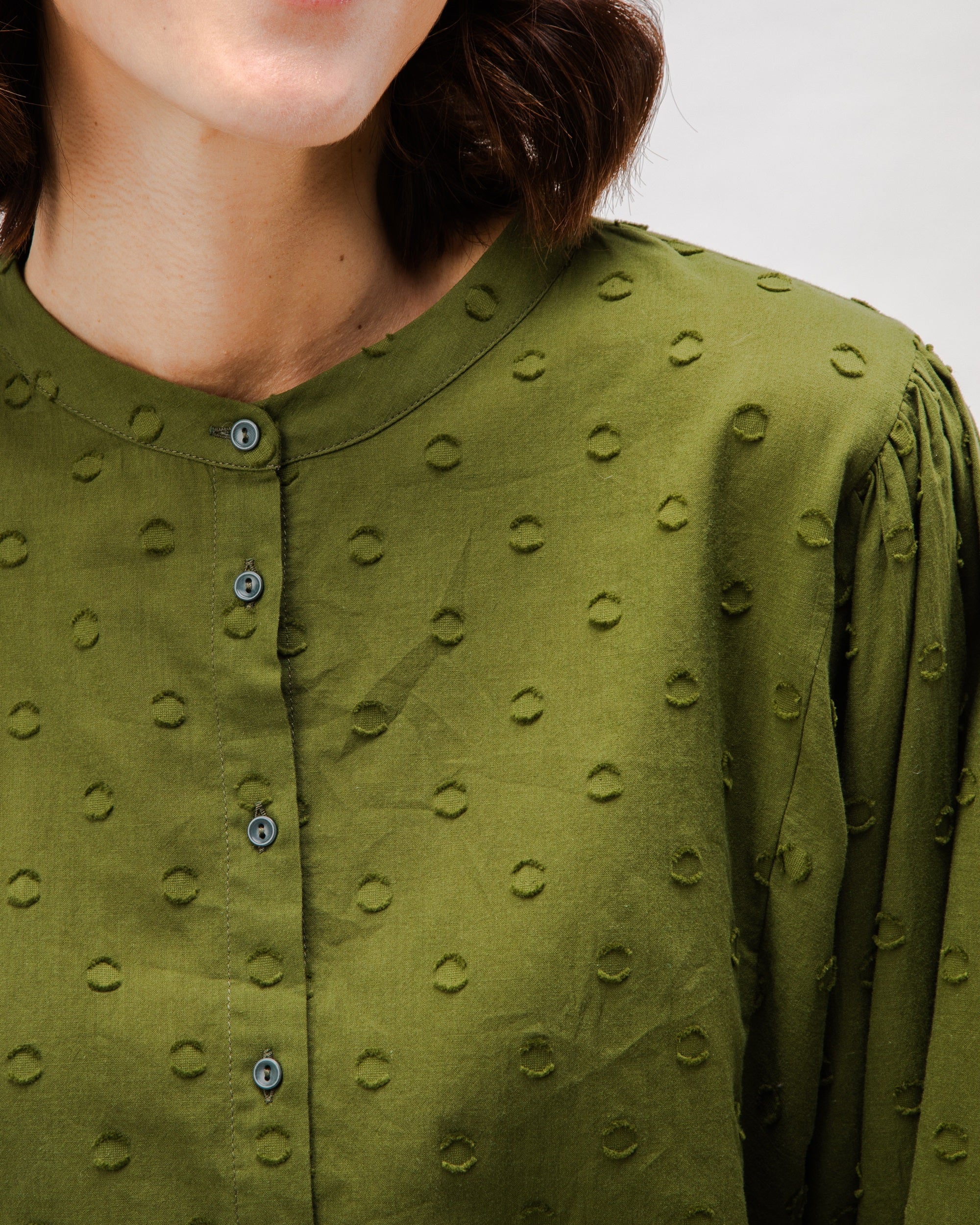 Green polka dot Boho Blouse