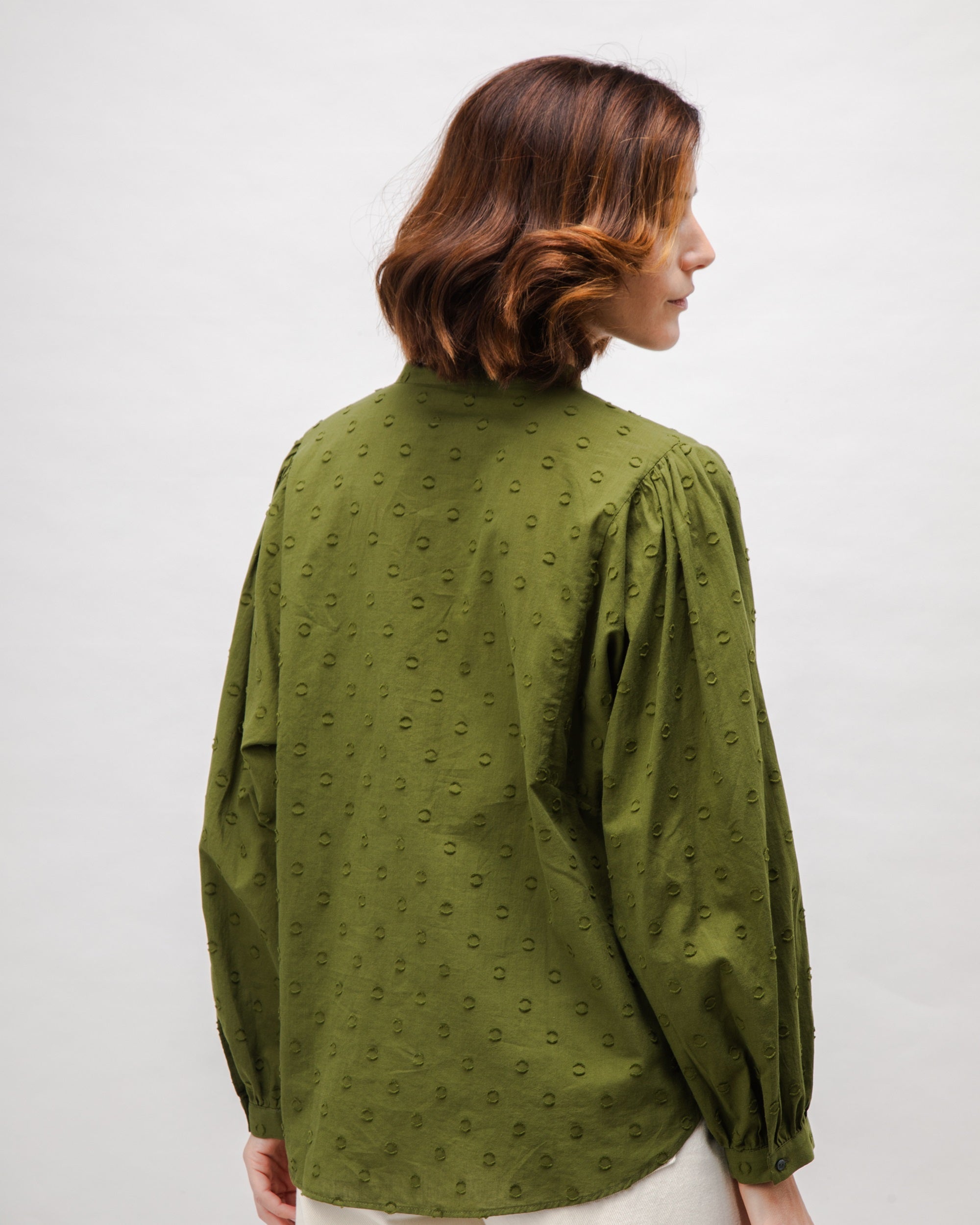 Green polka dot Boho Blouse